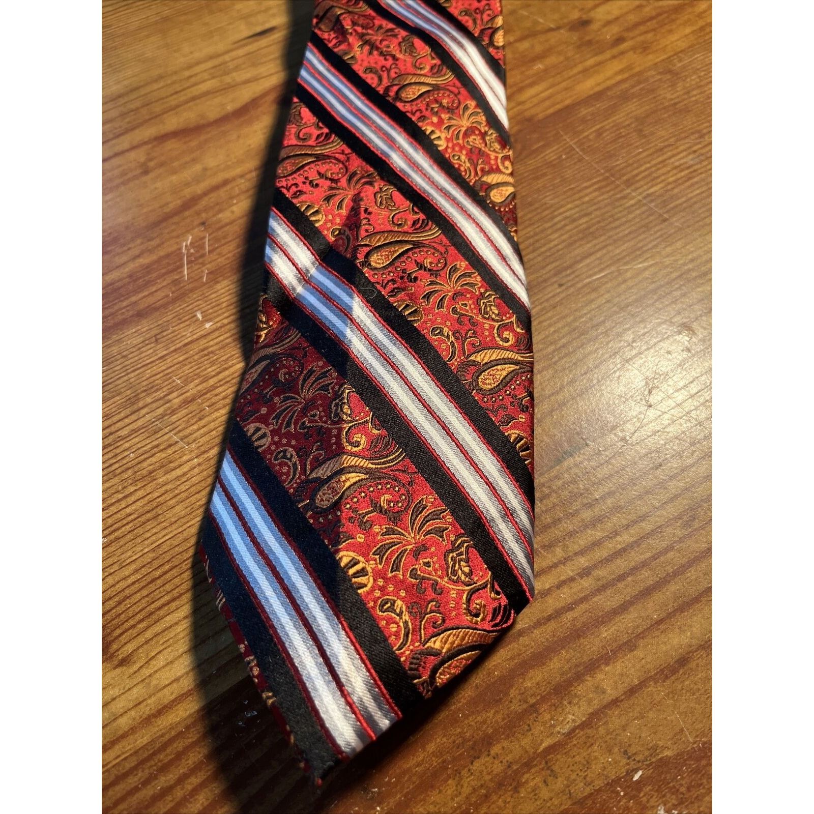 Bruno Piattelli Bruno Piattelli Pure Silk Men’s Red Striped Paisley Necktie Size ONE SIZE - 3 Thumbnail