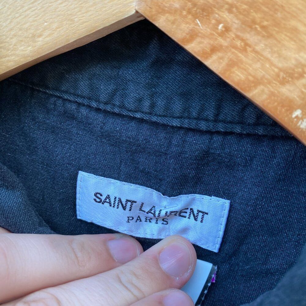 Saint Laurent Paris Saint Laurent Paris Black Denim Snapped Western Shirt Jacke Size US XL / EU 56 / 4 - 8 Thumbnail