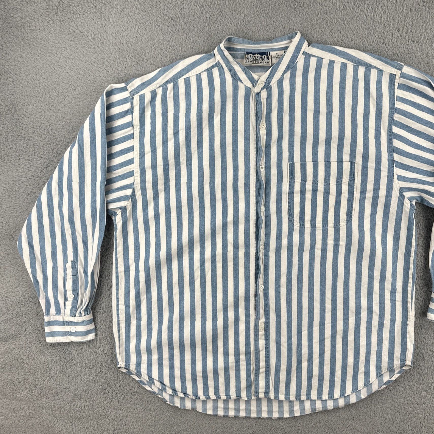 Vintage VINTAGE Jazzman Sportswear 90s XL Long Sleeve Button-Up Shirt Blue White Stripes Size US XL / EU 56 / 4 - 3 Thumbnail