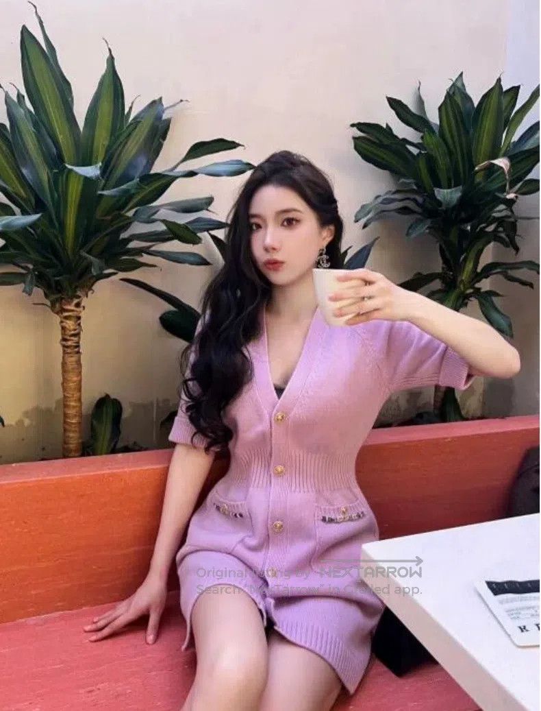 Chanel Chanel 22B taro purple cardigan dress Size XXS / US 00 / IT 34 - 1 Thumbnail