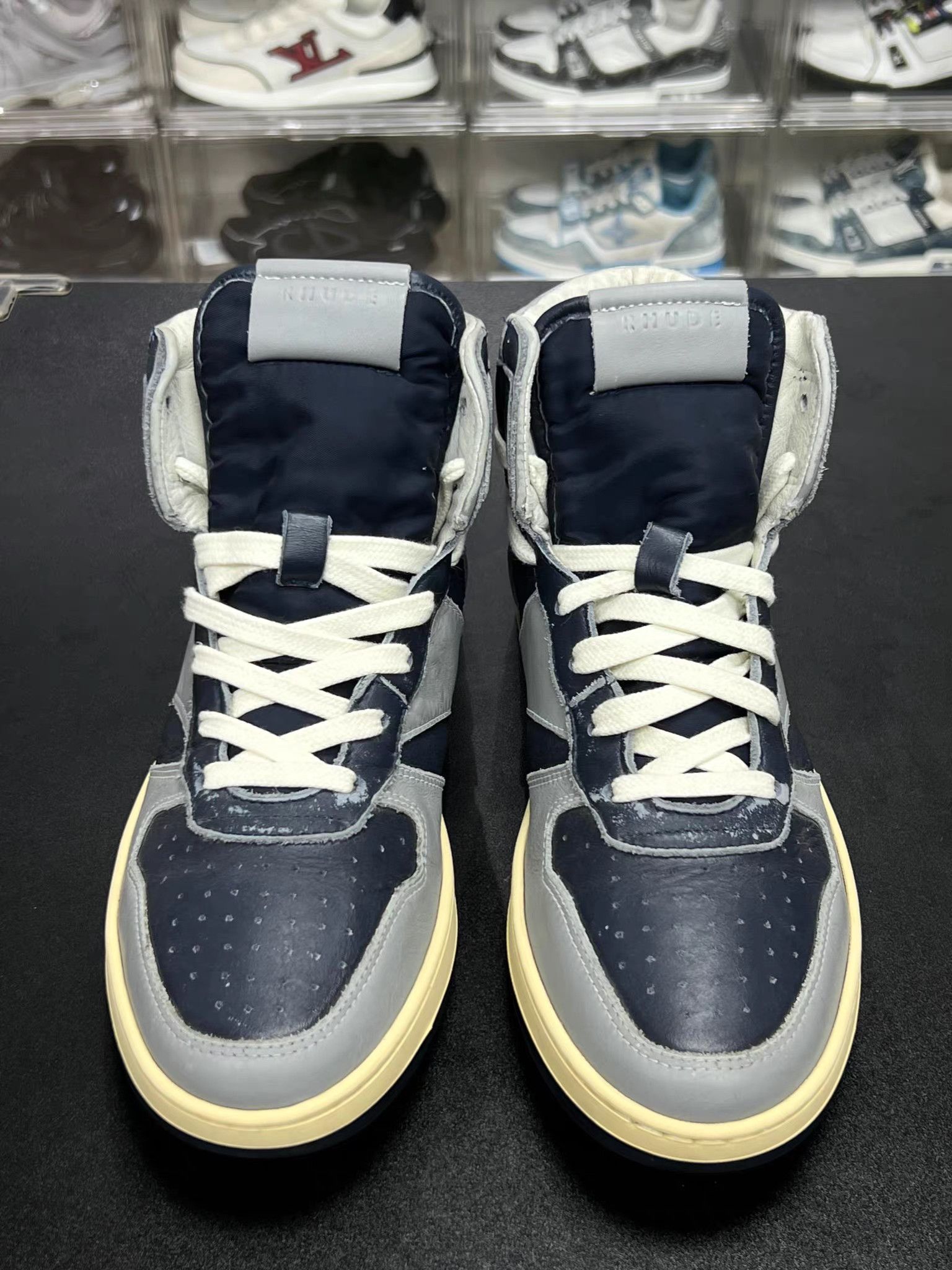 Rhude RHUDE Blue-Gray Distressed High-Top Sneakers K15 Size US 8 / EU 41 - 2 Thumbnail