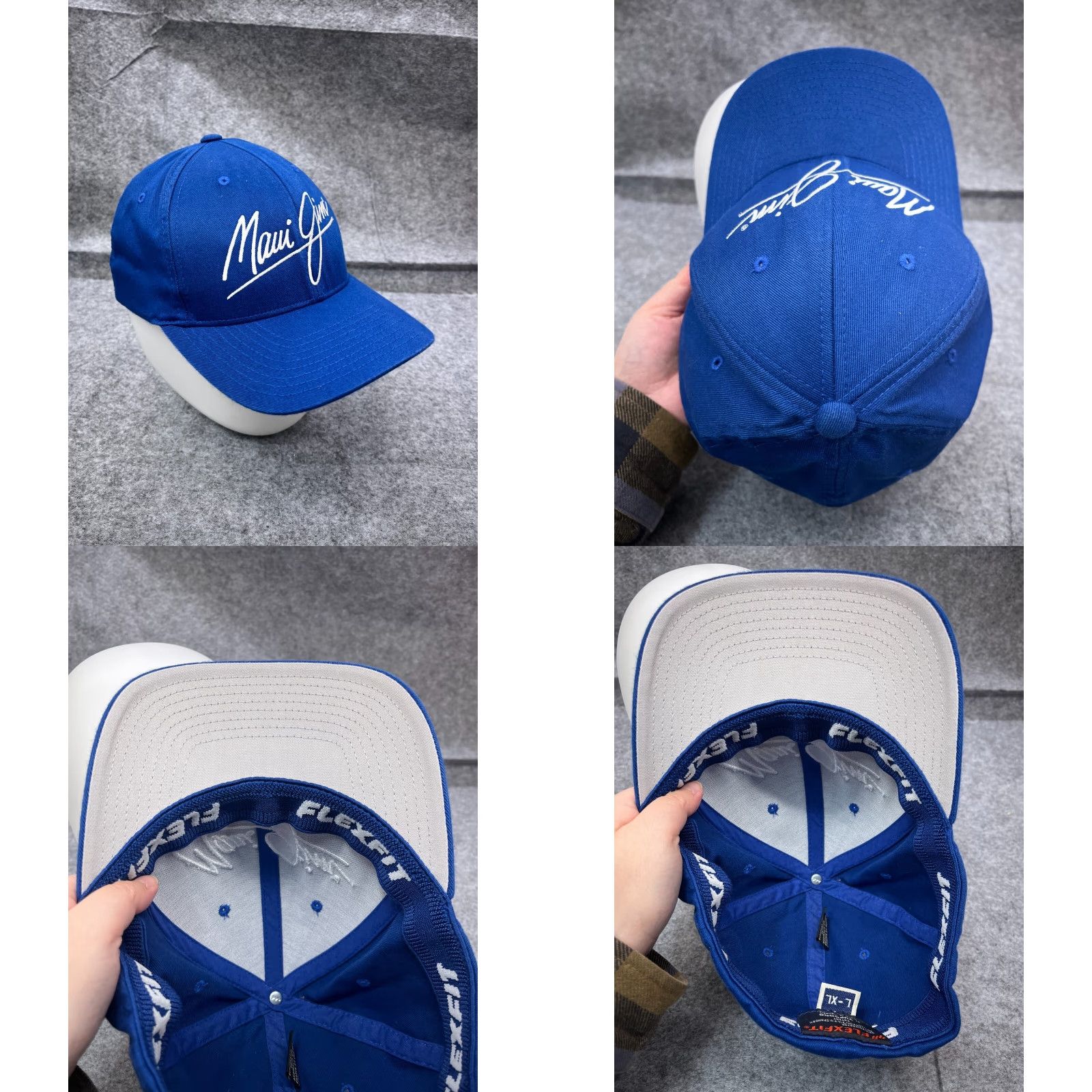 Vintage Maui Jim Hat Cap Fitted Adult Extra Large Blue Polyester Blend Flexfit Cap, XL, Blue, Be Apache? Size ONE SIZE - 8 Thumbnail