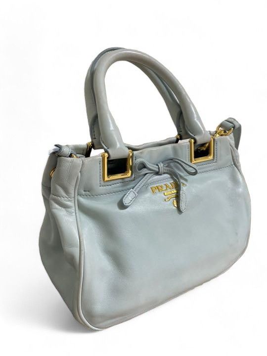 Prada Prada - Light Blue Deer Leather Handbag Shoulder Bag Size ONE SIZE - 9 Thumbnail