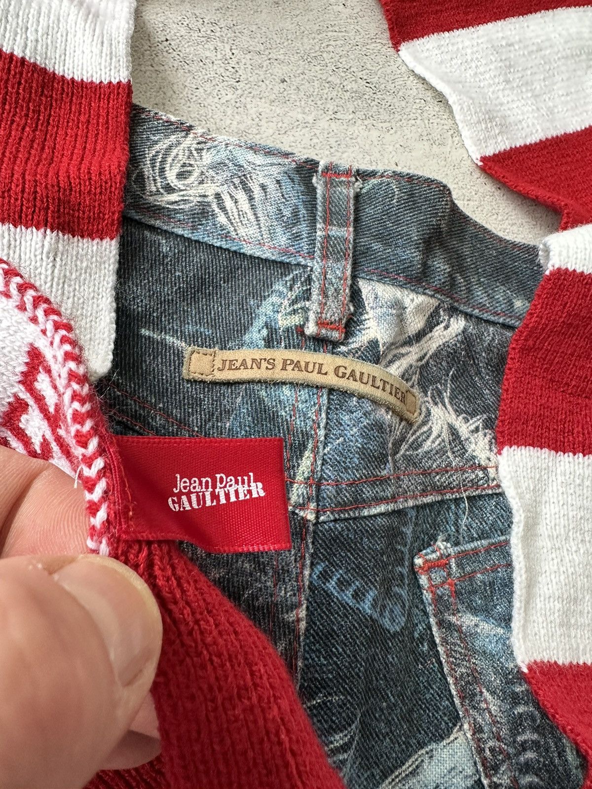 Japanese Brand × Jean Paul Gaultier Jean Paul Gaultier I Love JPG striped Y2K grunge scarf Size ONE SIZE - 3 Thumbnail