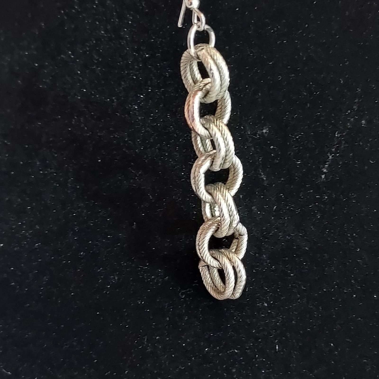Other Silver Chunky Double Chain Mail Chainmaille Dangle Earrings Size ONE SIZE - 4 Thumbnail