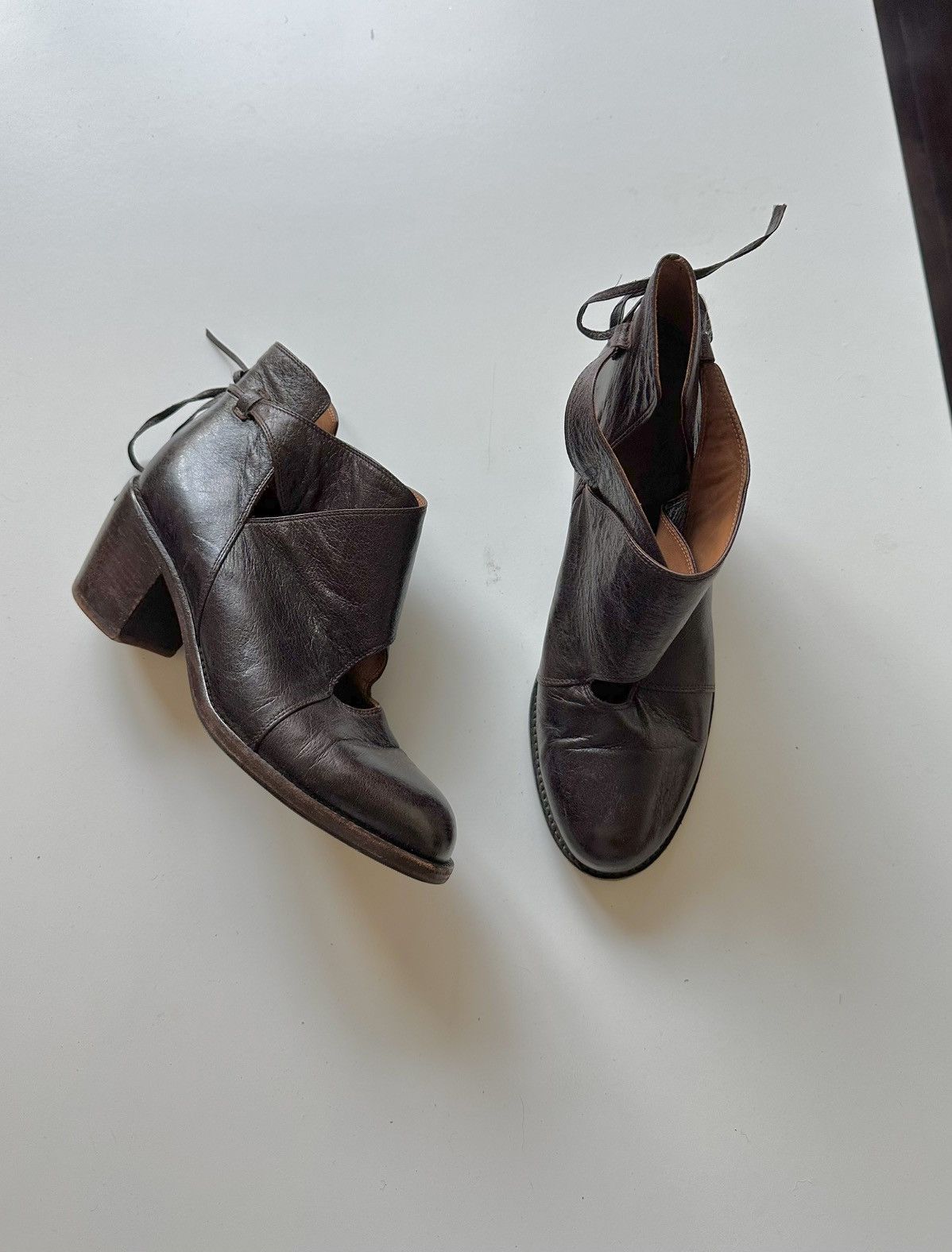 Dries Van Noten Dries Van Noten Cut Out Tie Ankle Boots Brown Leather 37 7 Size US 7 / IT 37 - 1 Thumbnail