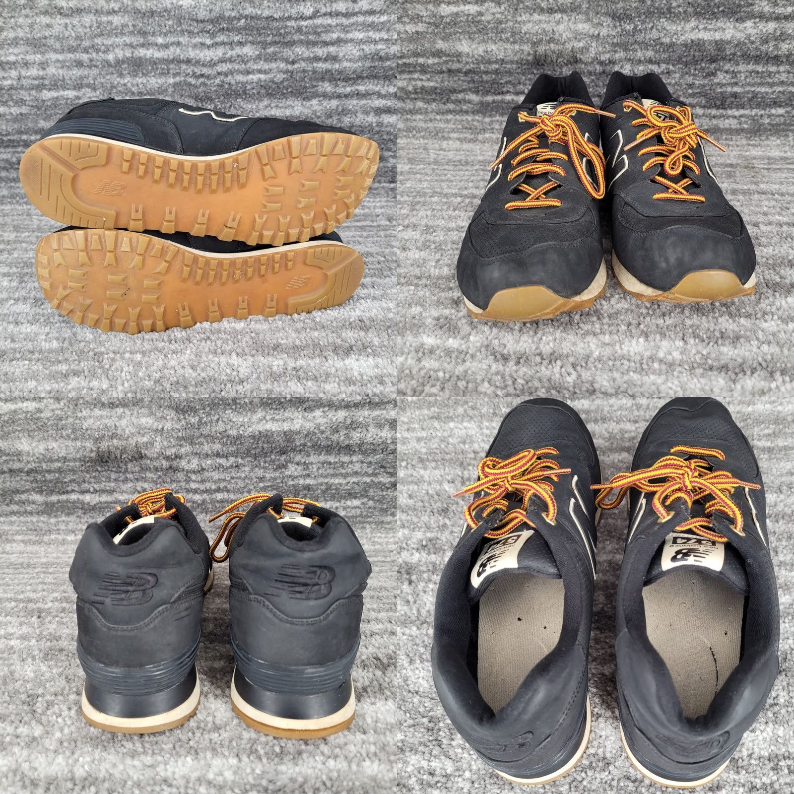 New Balance New Balance 574 Sneaker Mens Black Nubuck Leather Gum Sole 12 Size US 12 / EU 45 - 8 Thumbnail