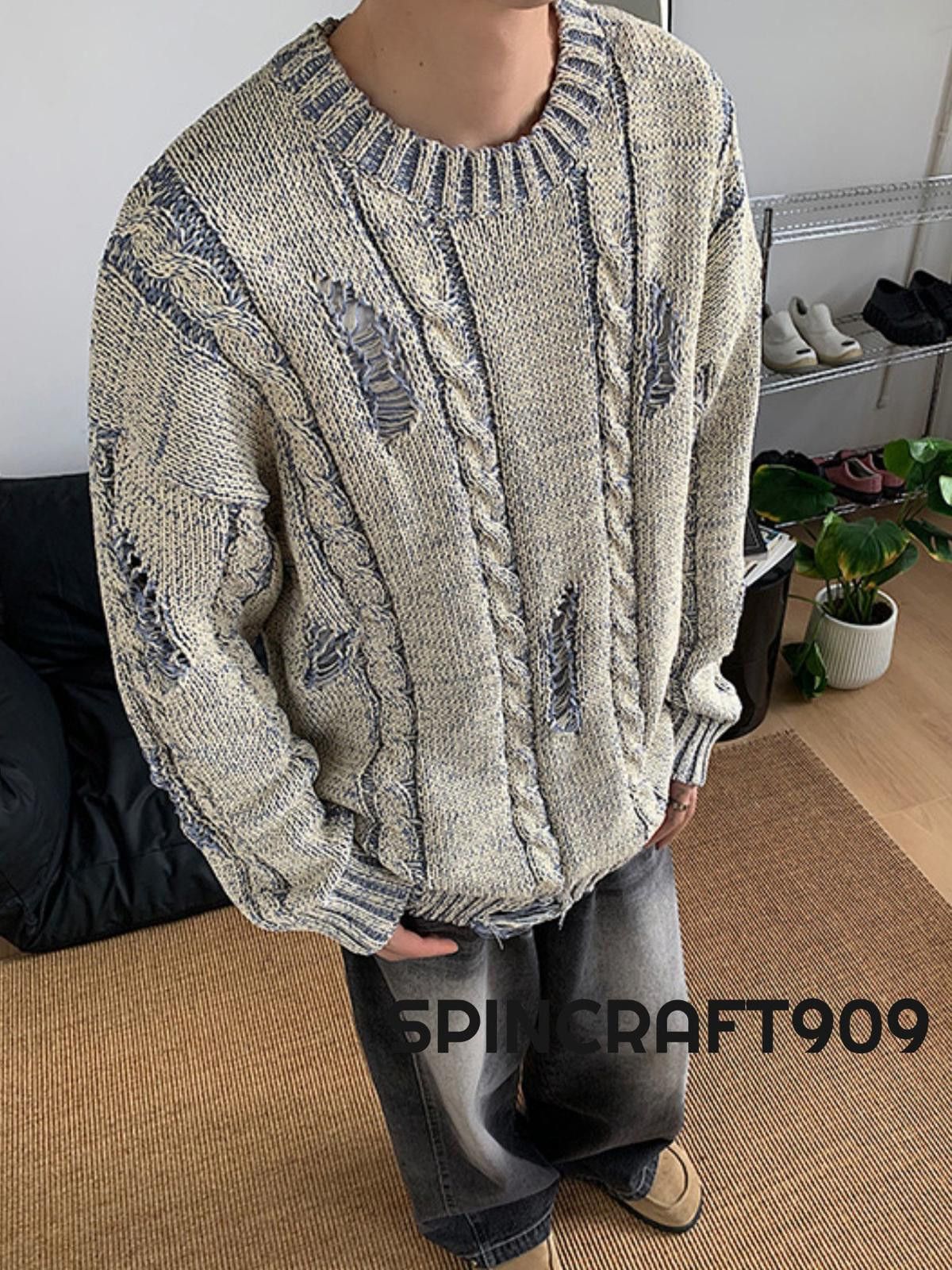 Vintage Distressed Patchwork Knit Sweater Size US M / EU 48-50 / 2 - 4 Thumbnail