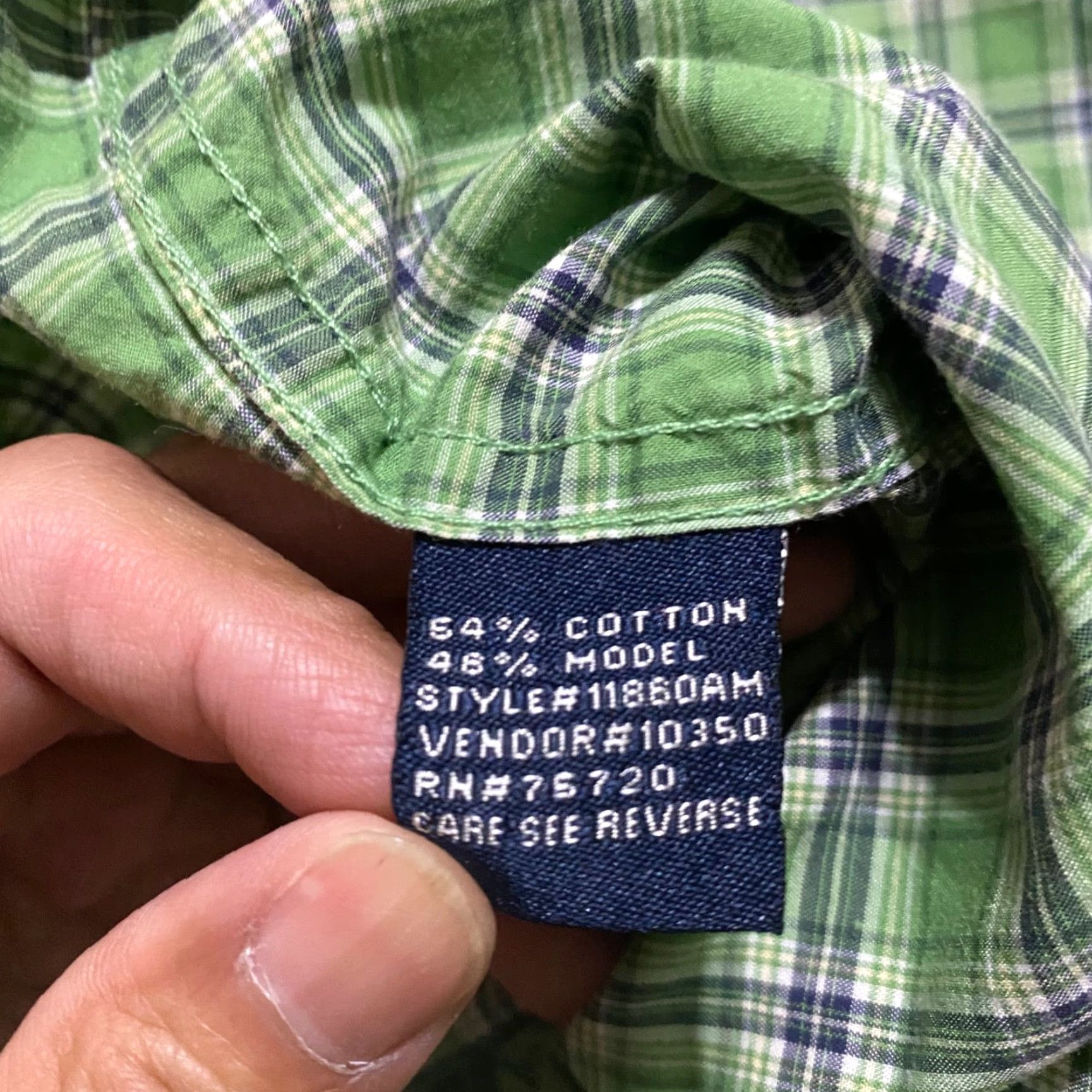Vintage Buckle Mens Large Button-Down Shirt Green Plaid Long Sleeve Cotton Modal - Vintage? No Size US L / EU 52-54 / 3 - 7 Thumbnail