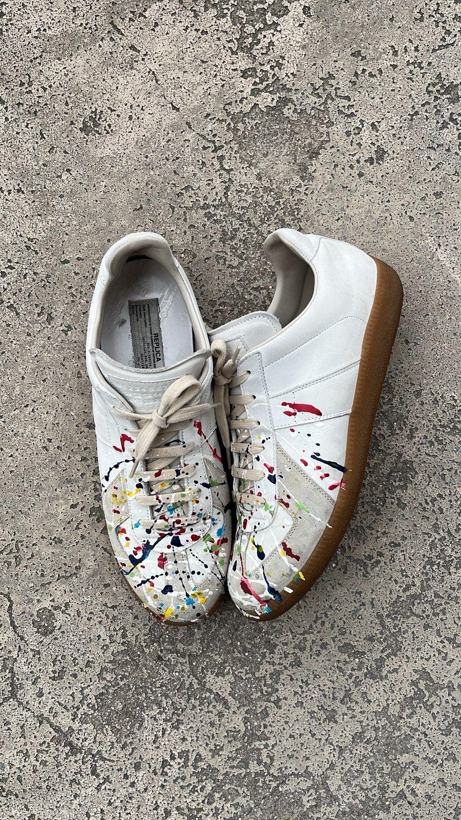 Maison Margiela Maison Margiela Gat Replica Paint Splatter White Size US 10.5 / EU 43-44 - 2 Thumbnail