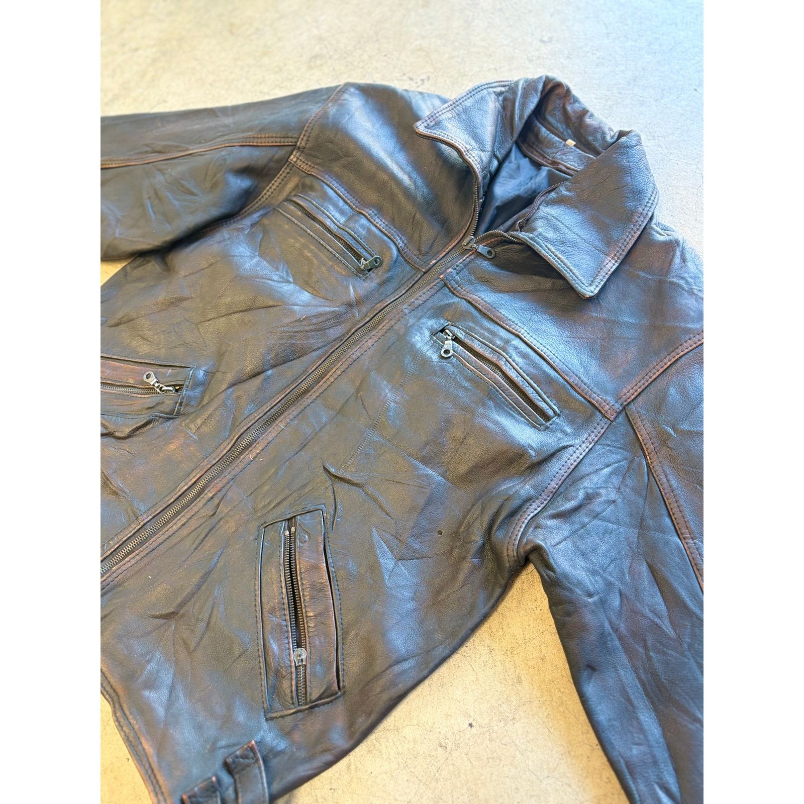 Vintage Vintage Brown Leather Boxy Racing Jacket Unisex M Size US M / EU 48-50 / 2 - 10 Thumbnail