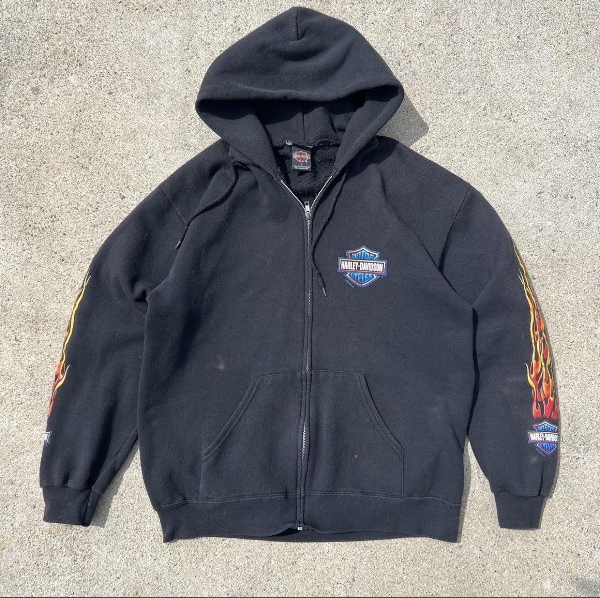 Harley Davidson (L) CRAZY FLAMES VINTAGE Harley Davidson Zip Up Hoodie Size US L / EU 52-54 / 3 - 2 Thumbnail