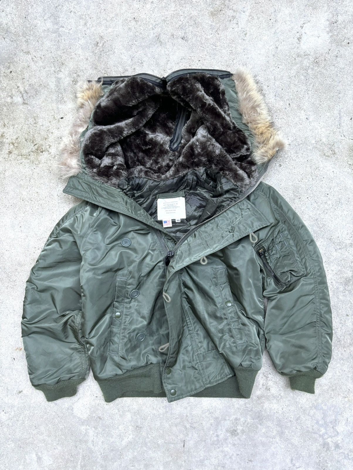 Alpha Industries Vintage Fur Bomber Jacket N-2B Green Size US M / EU 48-50 / 2 - 2 Thumbnail