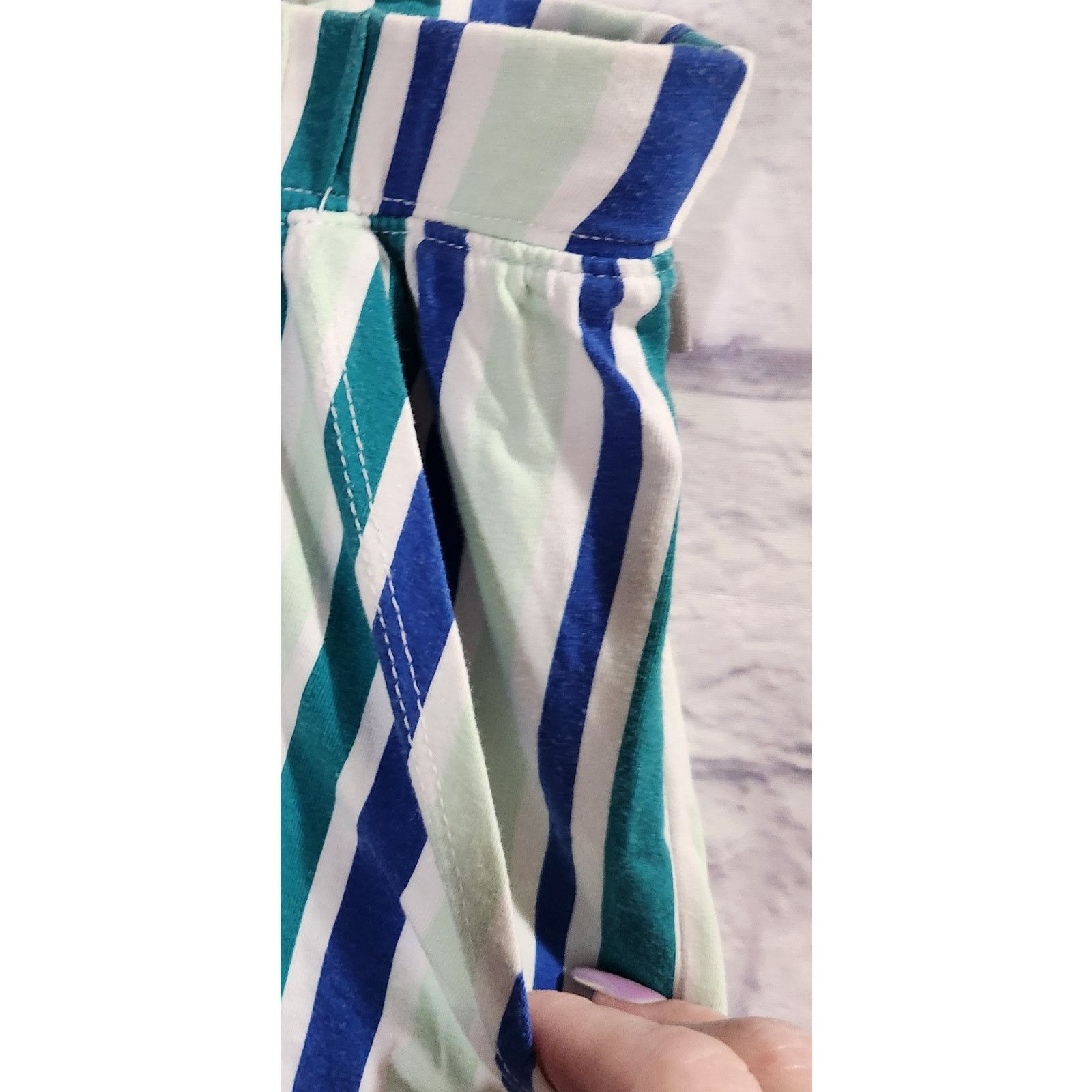 Other Sleep By Cacique Blue Green Striped Pull On Shorts 18 20 Size 40" / US 18 - 2 Thumbnail