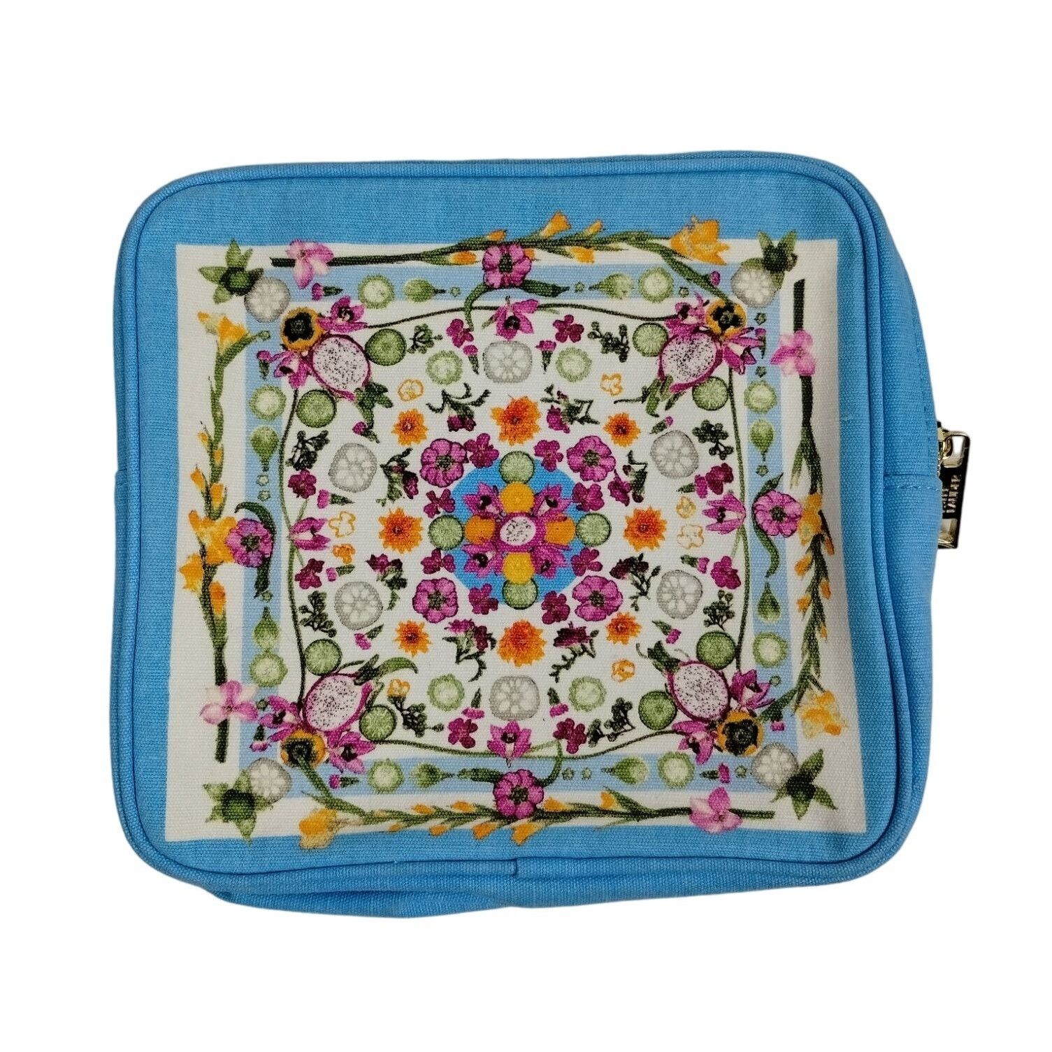 Designer Estee Lauder Blue Floral Makeup Toiletries Bag Print by Amba Size ONE SIZE - 2 Thumbnail
