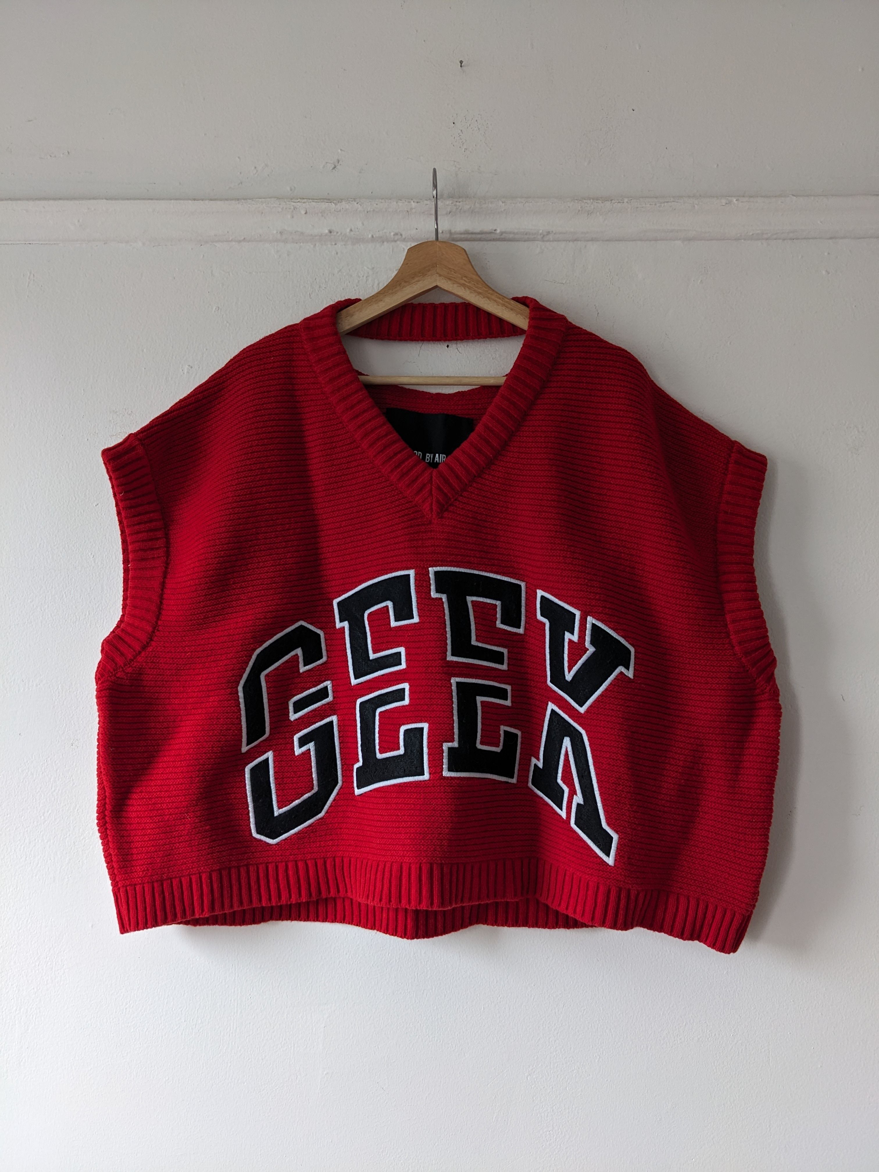 Pre-owned Hood By Air 21fw Oversized Geek Sweater In Red