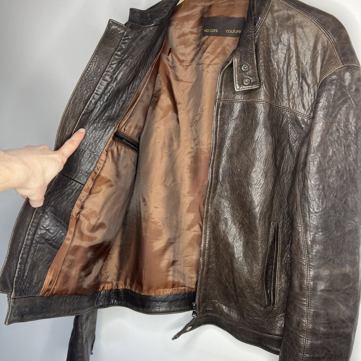 Genuine Leather × Vintage 🔥Vintage Avantgarde Genuine Leather Jacket Ramones Biker Size US M / EU 48-50 / 2 - 12 Thumbnail