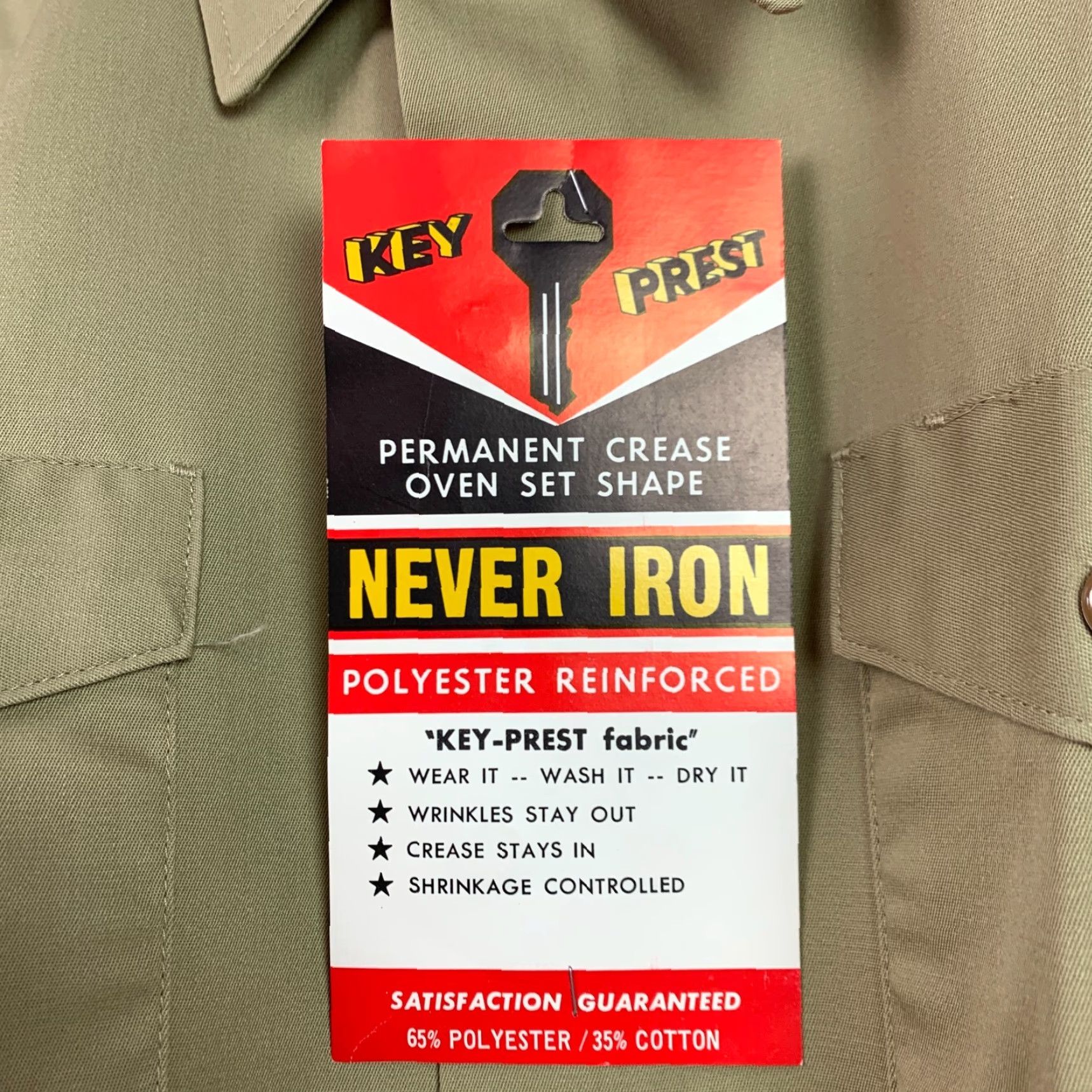 Vintage VINTAGE Key Imperial Never Iron Deadstock Work Shirt Short Sleeve Medium B Brown 1970s Cotton Blend Button-Front Military/Landgirl Mens Size US M / EU 48-50 / 2 - 4 Thumbnail
