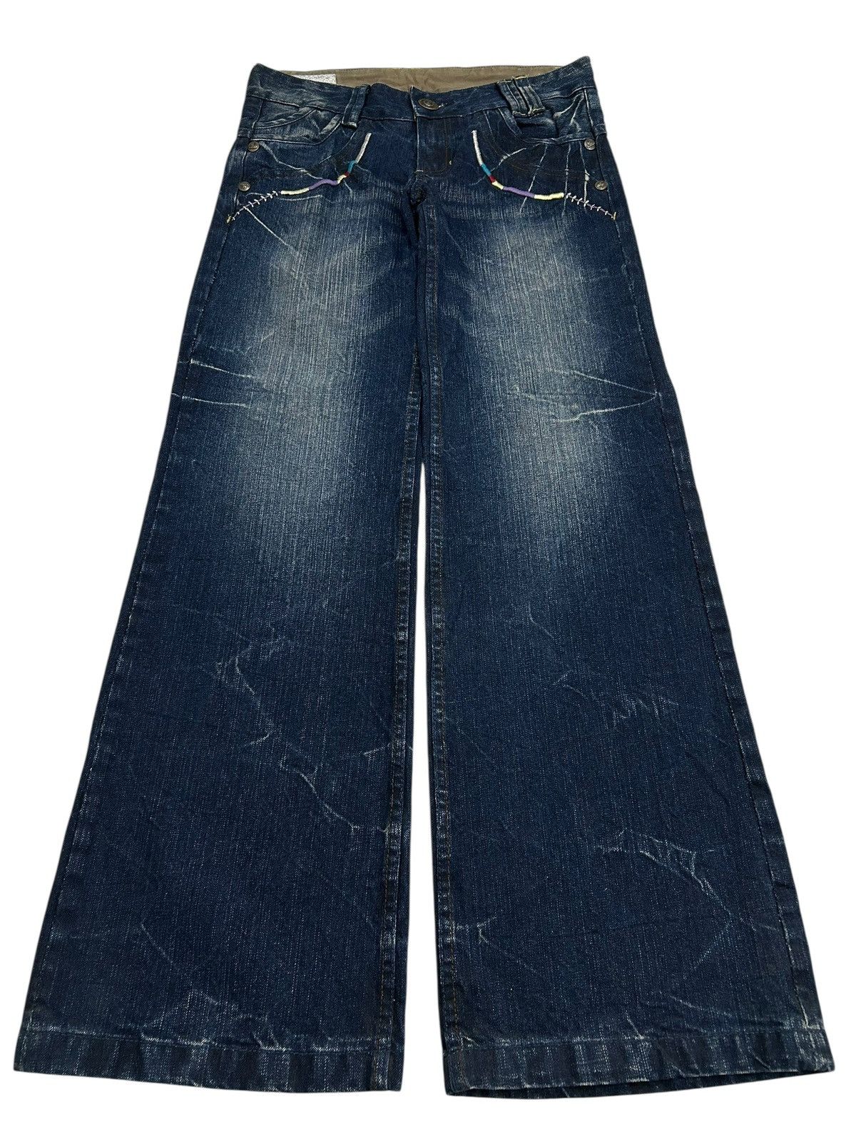Le Grande Bleu (L.G.B.) Vintage Wide Leg Embroidered Jeans Skyblue Jeans Size 31" - 1 Thumbnail