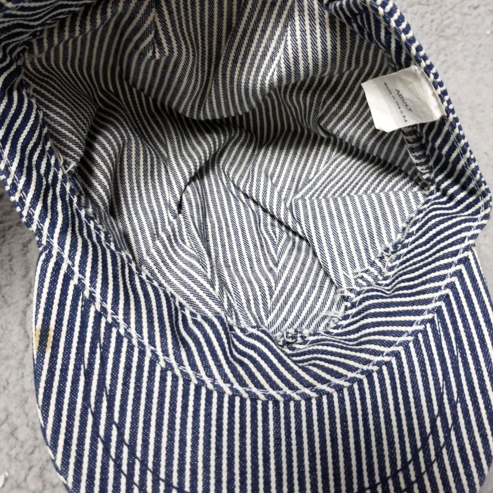 Denime Hickory Stripe Cap Hat One Size Blue Denim Railroad Snap Back Made USA Mens Size ONE SIZE - 7 Thumbnail