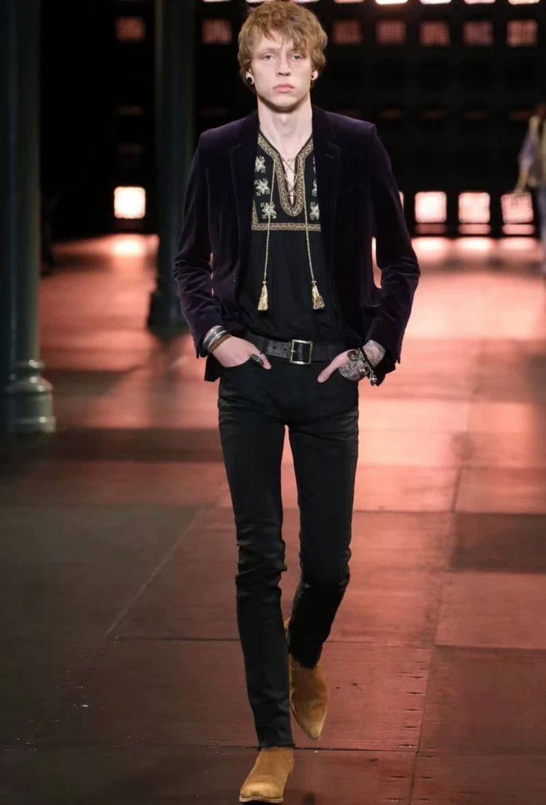 Saint Laurent Paris Saint Laurent 2015 SS Show Purple Velvet blazer 2504-Nextar Size 46R - 8 Thumbnail