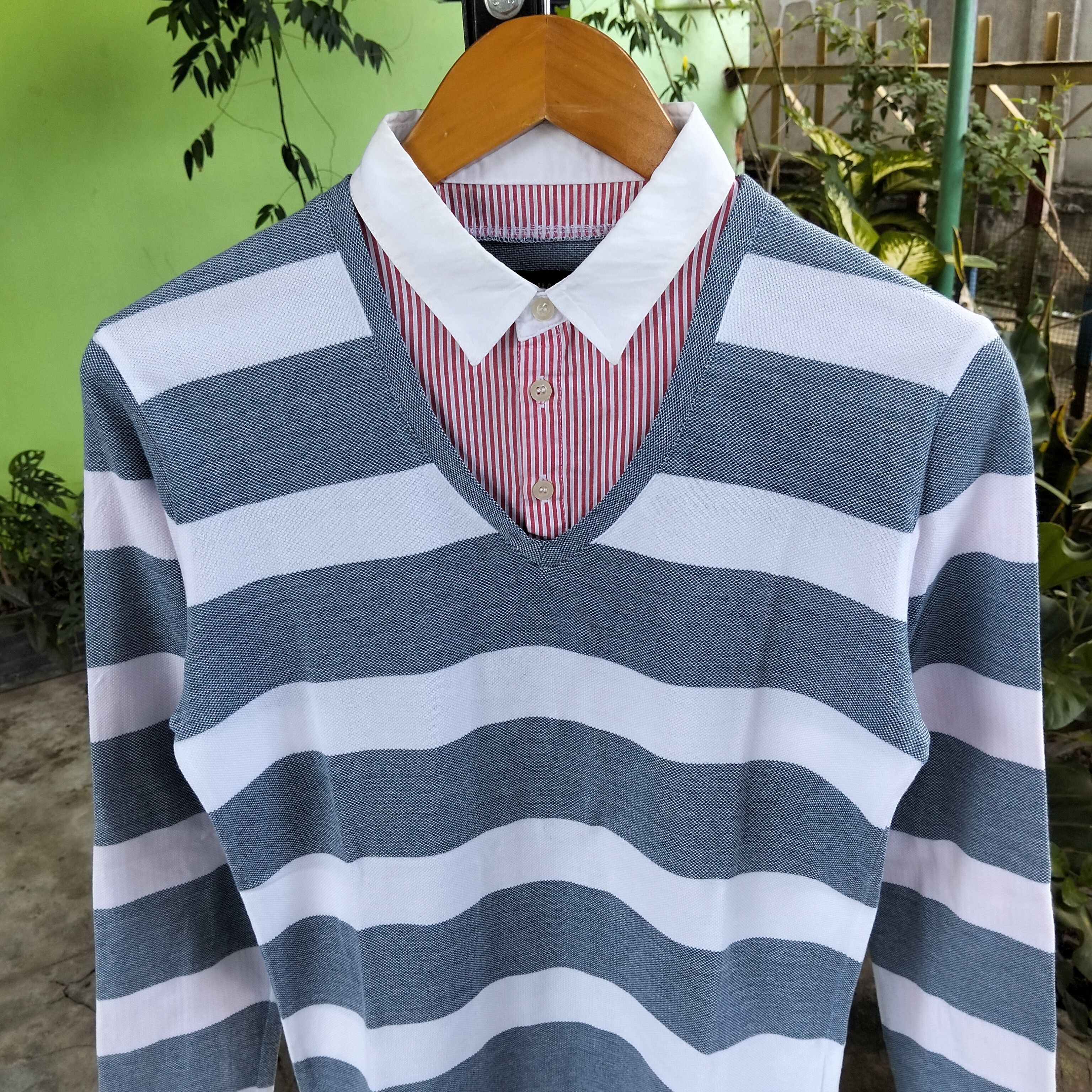 Katharine Hamnett London Katharine Hamnett London Stripe Double Layer Long Sleeve Tee Size US S / EU 44-46 / 1 - 2 Thumbnail