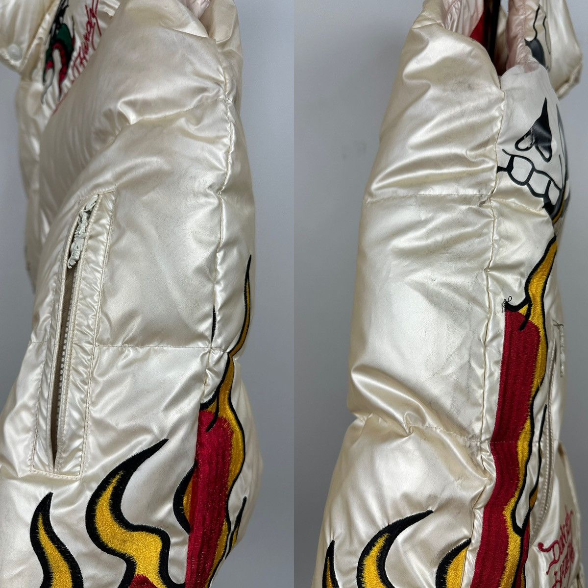 Christian Audigier Vintage Ed Hardy Flaming Skull Down Puffer Vest Size US L / EU 52-54 / 3 - 21 Thumbnail