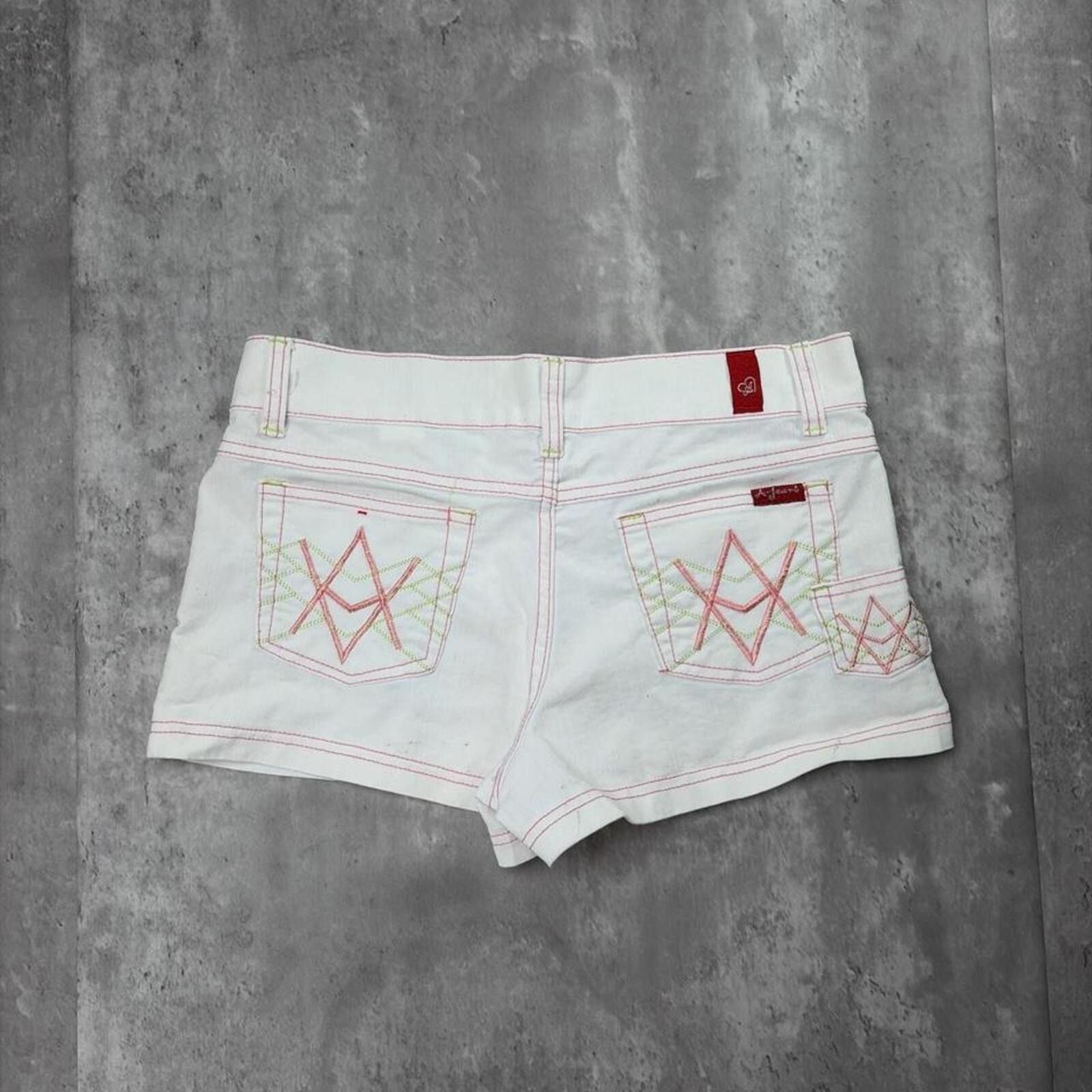 Other Y2K White A-Jeans Grunge Skater Mini Denim Shorts Size 32" / US 10 / IT 46 - 1 Thumbnail