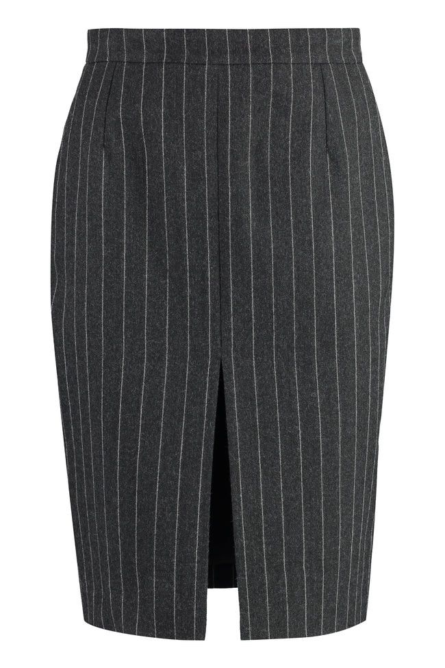 o1b1hav110724 Pencil Skirt in Striped Flannel in Noir