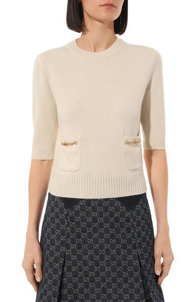 Gucci o1la5ras0526 Cashmere Pullover in Ivory Size M / US 6-8 / IT 42-44 - 3 Thumbnail