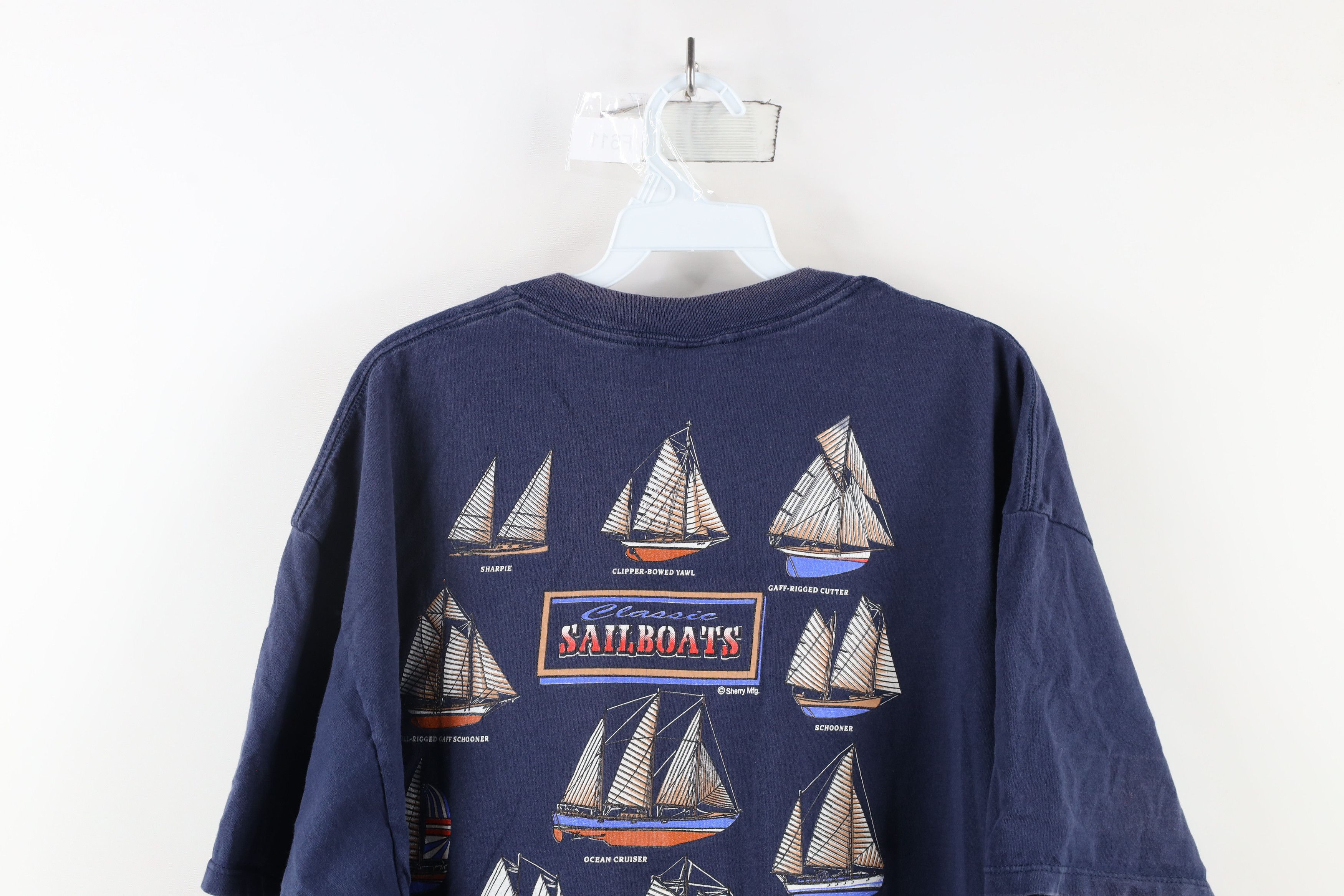 Vintage Vintage 90s Streetwear Classic Sailboats T-Shirt Blue USA Size US XXL / EU 58 / 5 - 11 Thumbnail