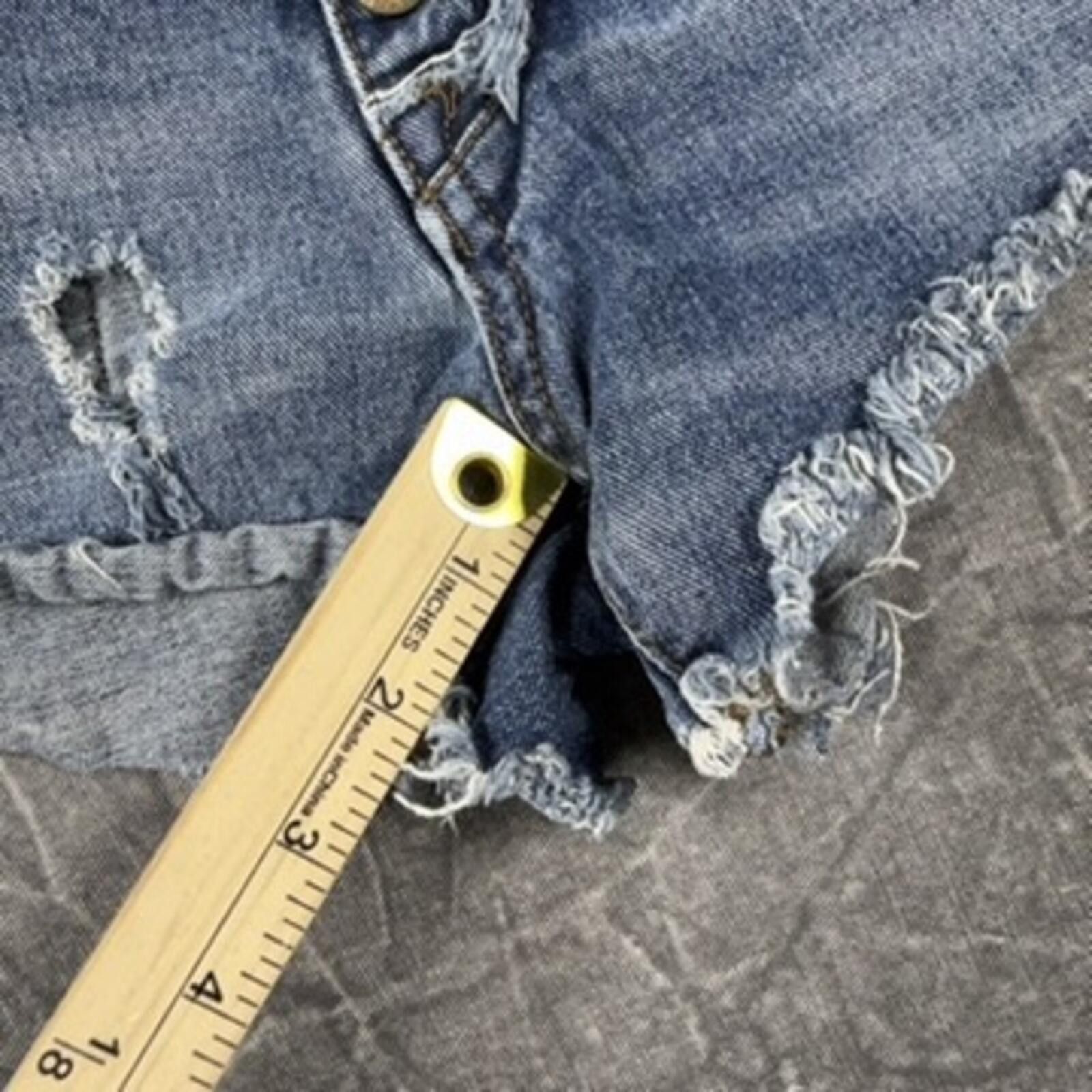 Free People Free People Shorts Women's 28 Blue Distressed Button Fly Size 28" / US 6 / IT 42 - 3 Thumbnail