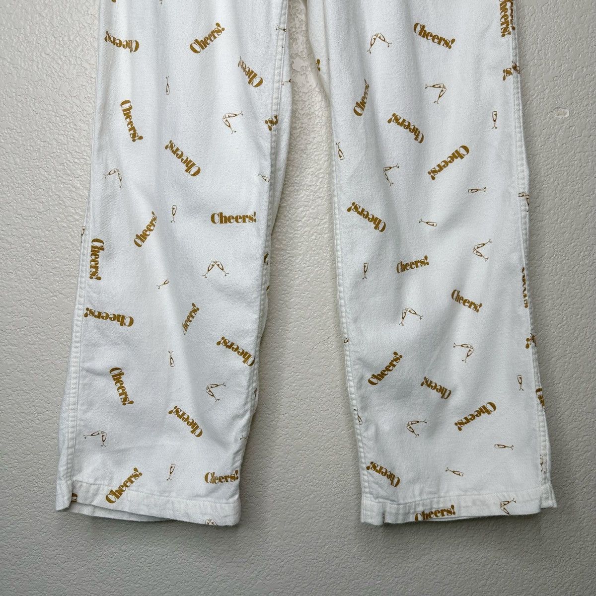 J.Crew J. Crew White “Cheers” Printed Flannel Pajama Pants Size 31" - 3 Thumbnail