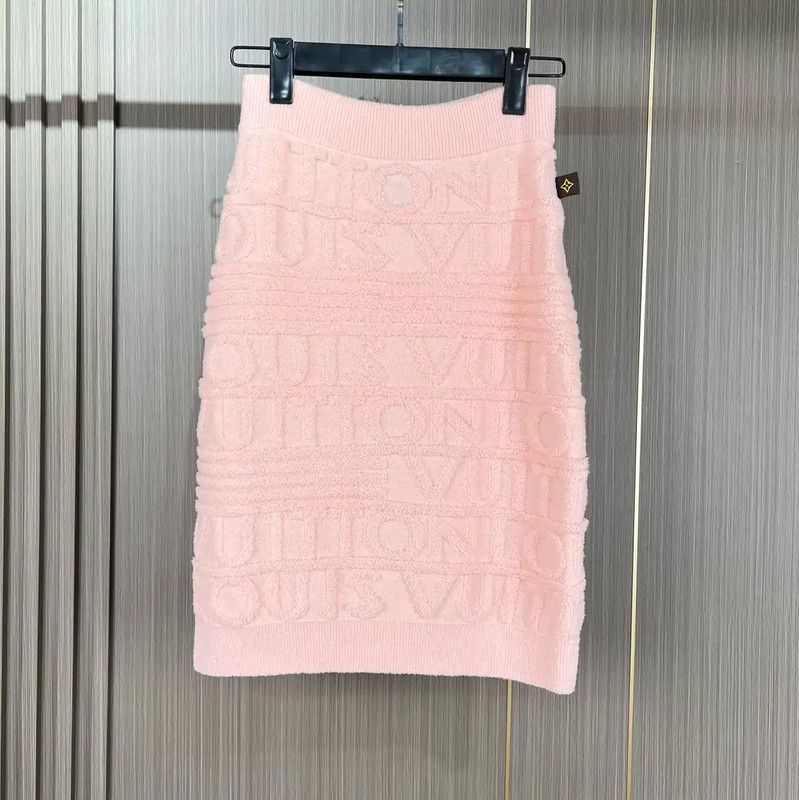 Louis Vuitton Louis Vuitton Pink Wool A-Line Skirt 0089 Size 22" - 1 Thumbnail