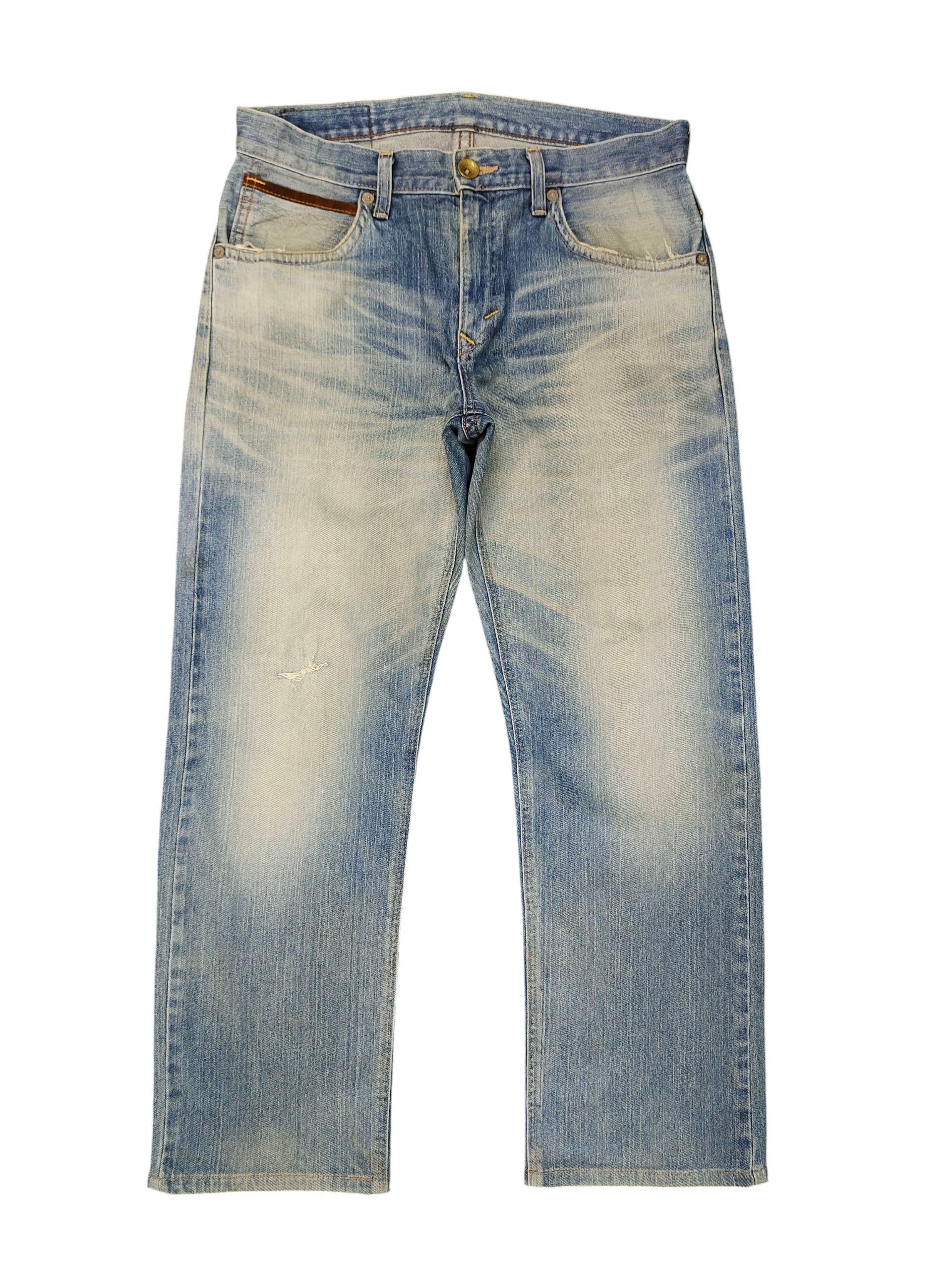 Comme des Garcons × Undercover Vintage Edwin Leather Trim Distress Denim Jeans Size US 35 - 7 Thumbnail