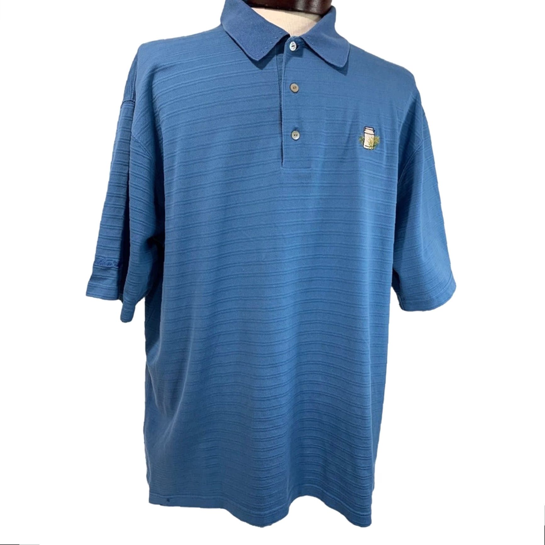 Hogan VINTAGE XL Ben Hogan Mens Golf Polo Shirt Blue Texture Stripe Short Sleeve Size US XL / EU 56 / 4 - 2 Thumbnail