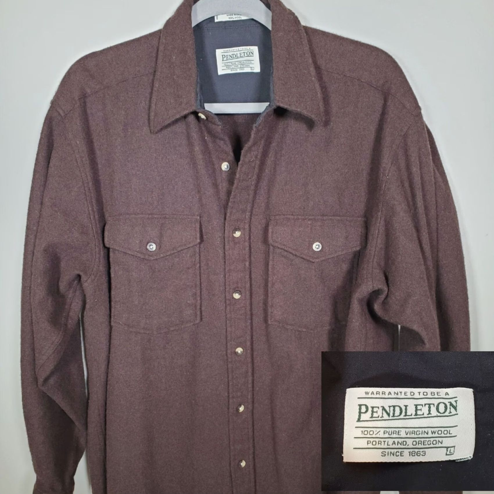 Pendleton VINTAGE Pendleton Outdoor Shirt Wool Flannel Button-Up Brown Men's L Size US L / EU 52-54 / 3 - 2 Thumbnail
