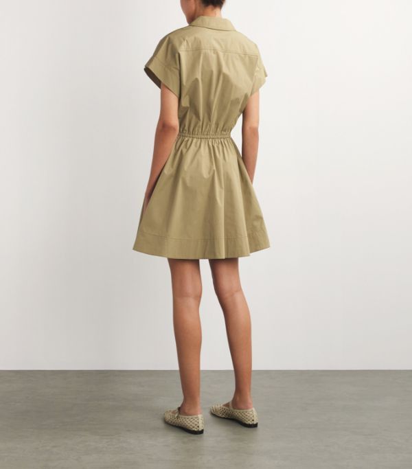 Tory Burch o1s22i1n1024 Mini Poplin Chemisier Dress in Khaki Size XS / US 0-2 / IT 36-38 - 3 Thumbnail