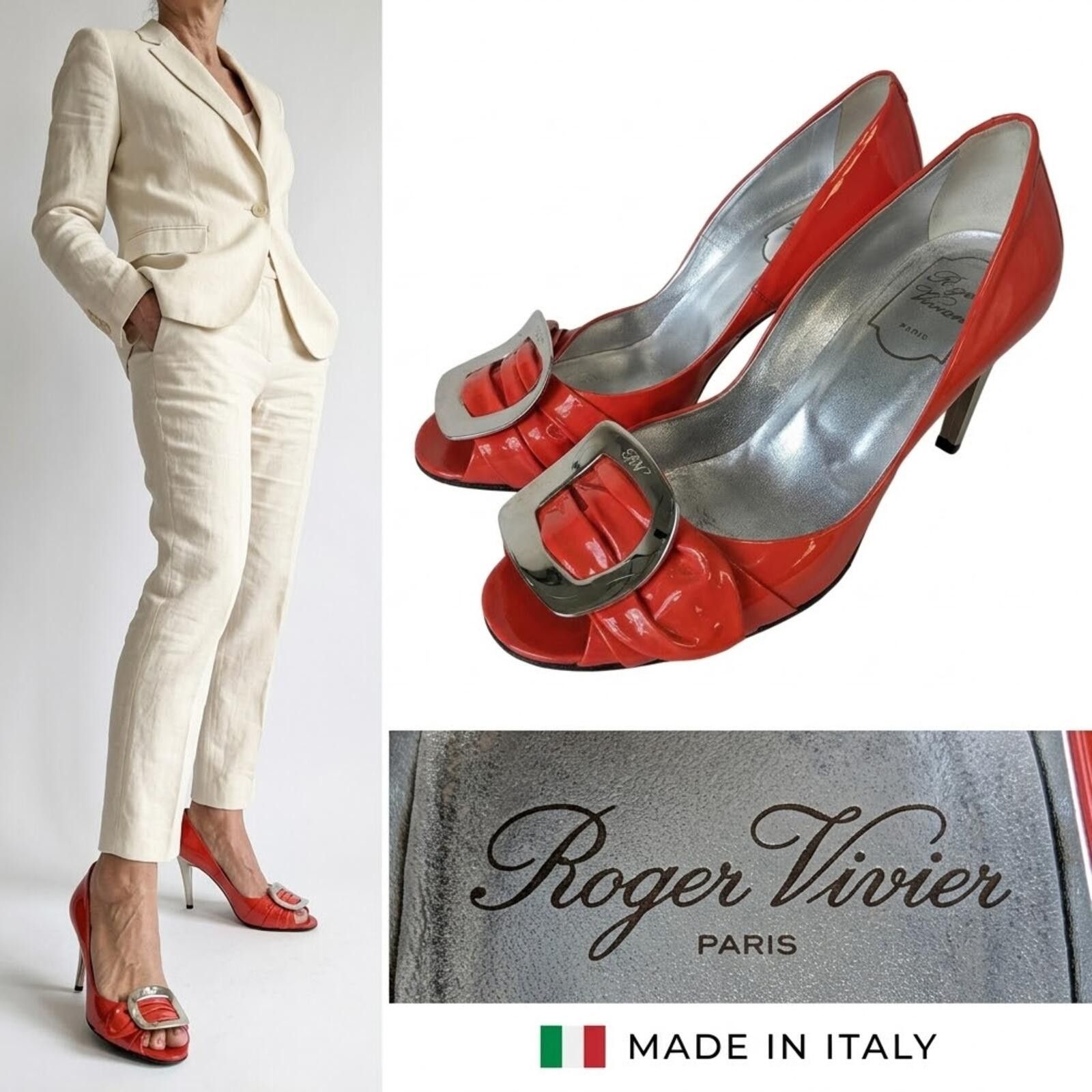 Other Roger Vivier Pumps Women Italy Coral Patent Leather US 7-7.5 Size US 7.5 / IT 37.5 - 1 Thumbnail