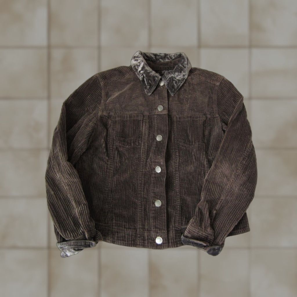 J. Jill VINTAGE J Jill Jacket Womens Petite PS Brown Velvet Corduroy Trucker Cotton 90s Womens Jacket PS Brown Corduroy Velvet Linen? Size S / US 4 / IT 40 - 1 Thumbnail