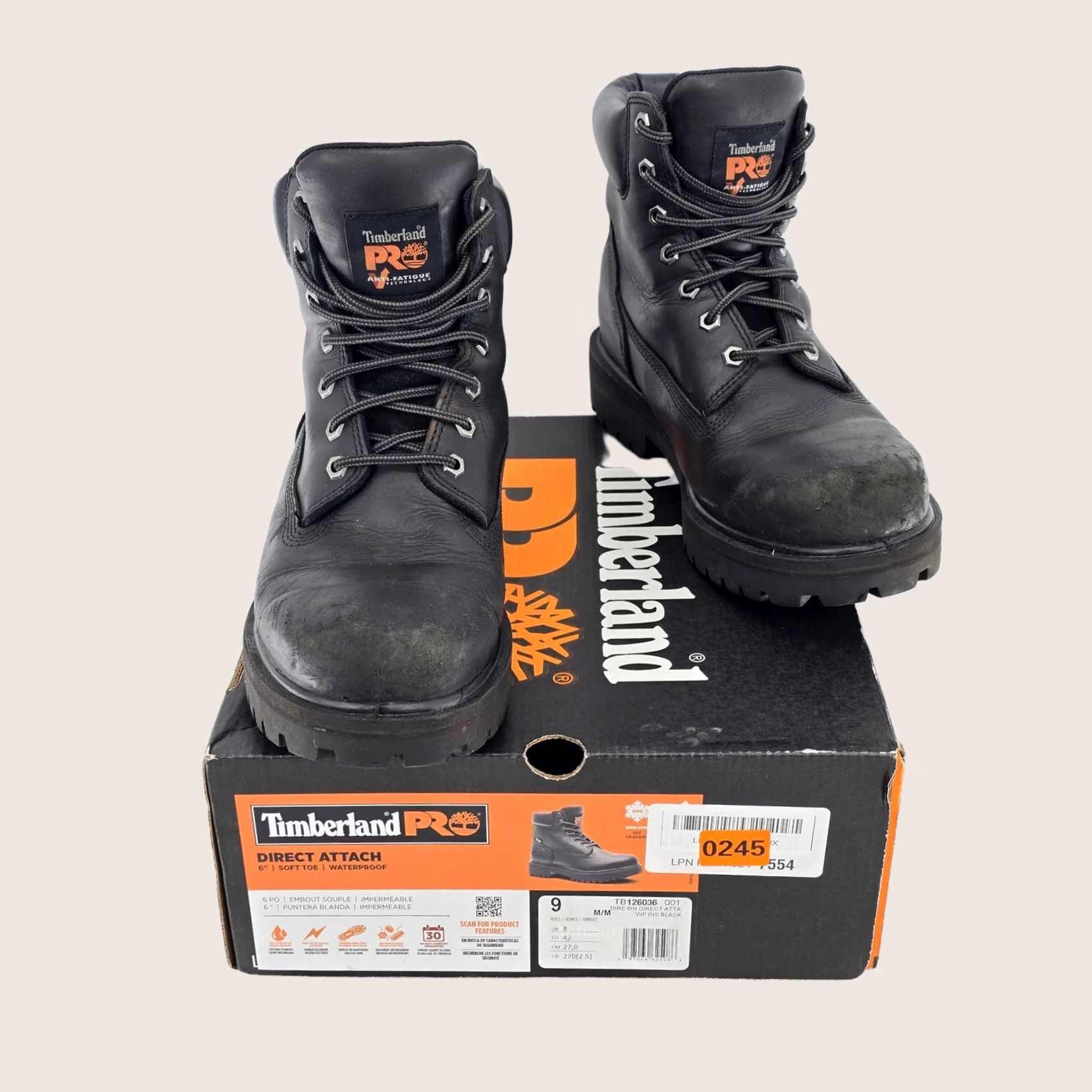 Timberland PRO Direct Attach Work Boots Mens 9 Black Leather Soft Toe -Good Men main image 2