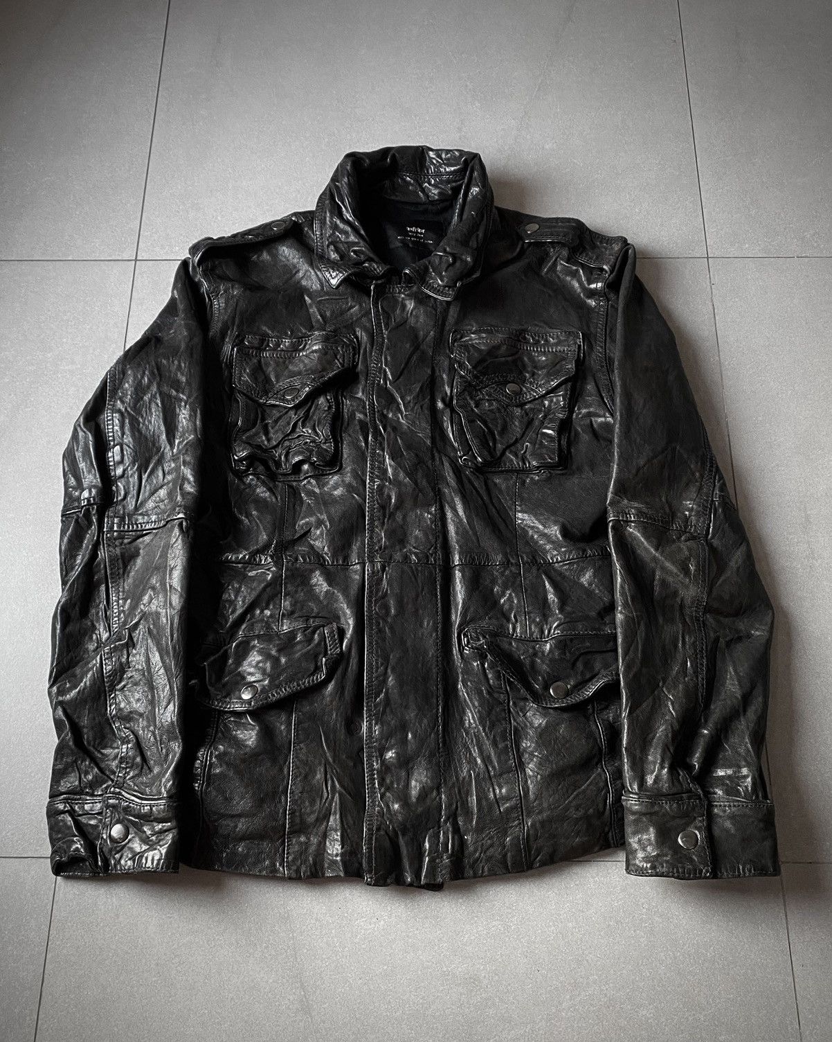 Japanese Brand Cathy Jane Wrinkled Pockets Sheepskin Leather Jacket Size US L / EU 52-54 / 3 - 3 Thumbnail
