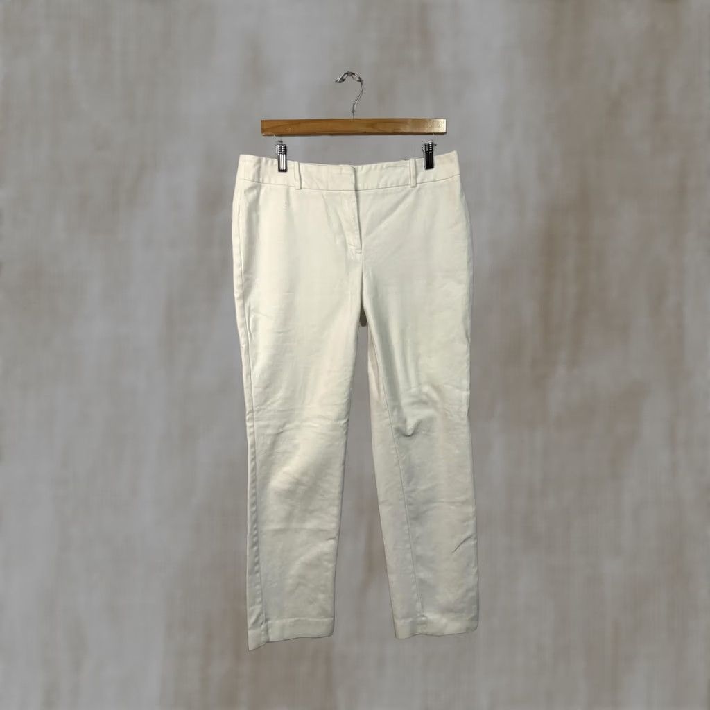 Liz Claiborne Liz Claiborne Audra Pants White 34x27 Woman Regular Cotton Denim Button 34 Inseam Straight Vintage No Size 24" / US 00 / IT 34 - 1 Thumbnail