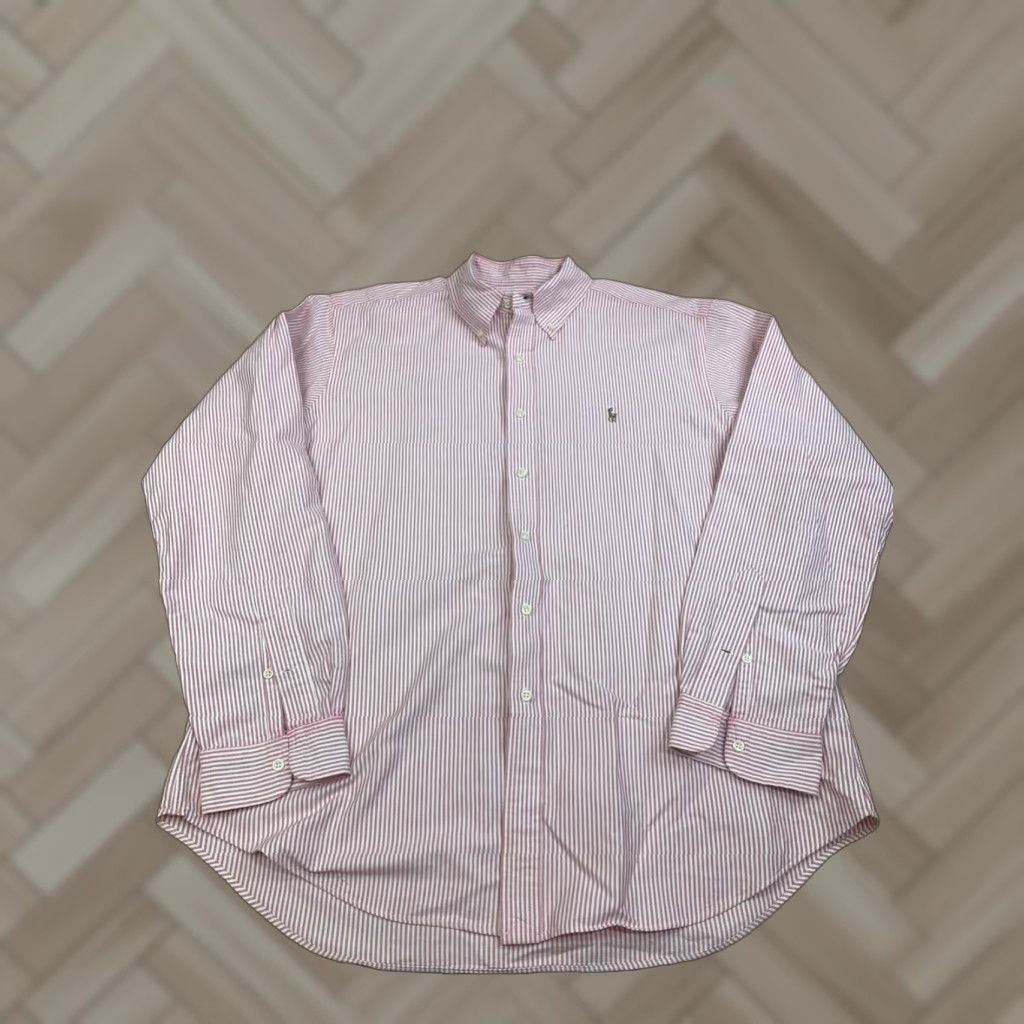 Polo Ralph Lauren Polo Ralph Lauren Shirt Mens XL Classic Fit Button-Up Striped Pink White Size US XL / EU 56 / 4 - 1 Thumbnail