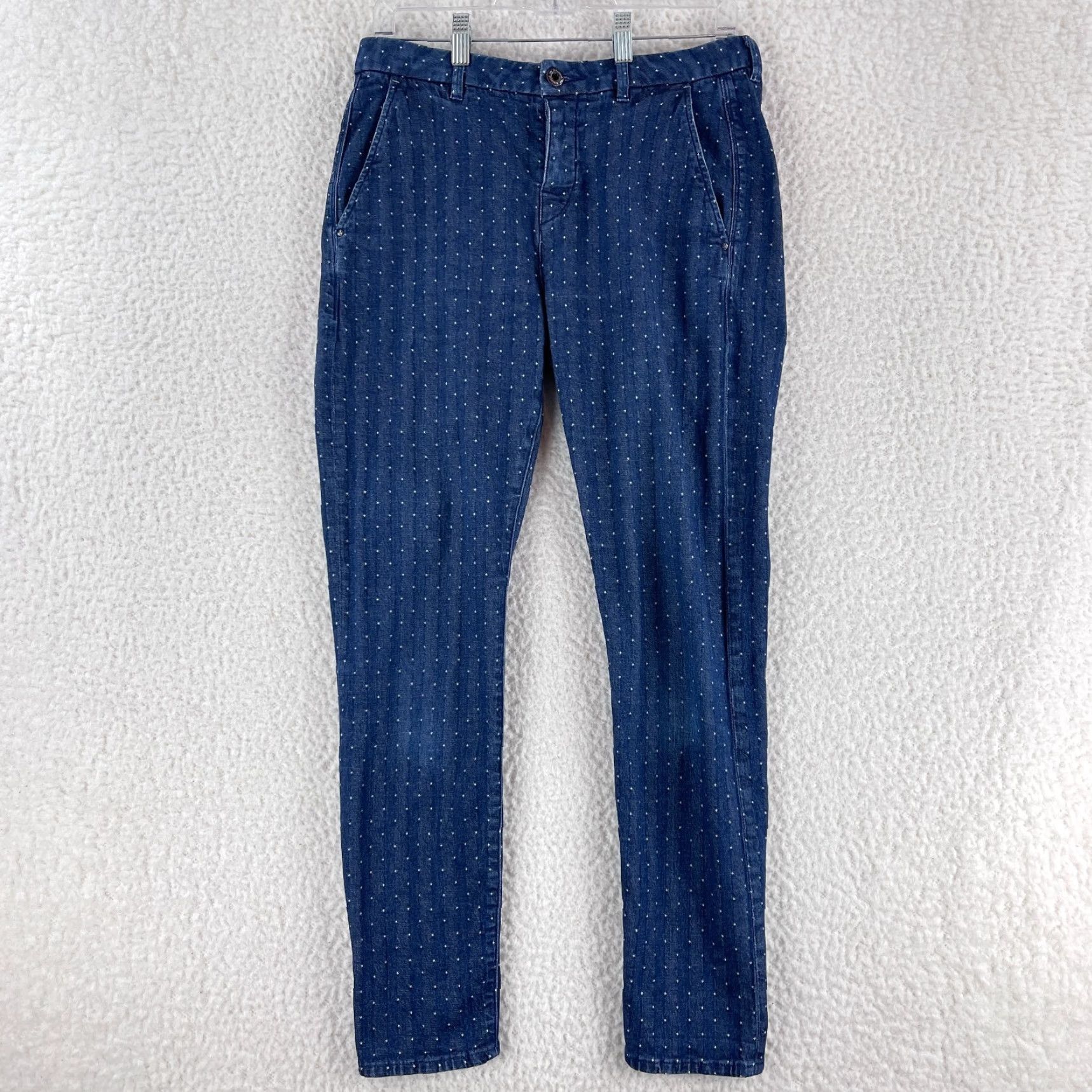 Scotch & Soda Scotch & Soda Jeans Womens Slim Tapered Mid-Rise Dot Print Blue Size 27 Regular Size 27" / US 4 / IT 40 - 2 Thumbnail