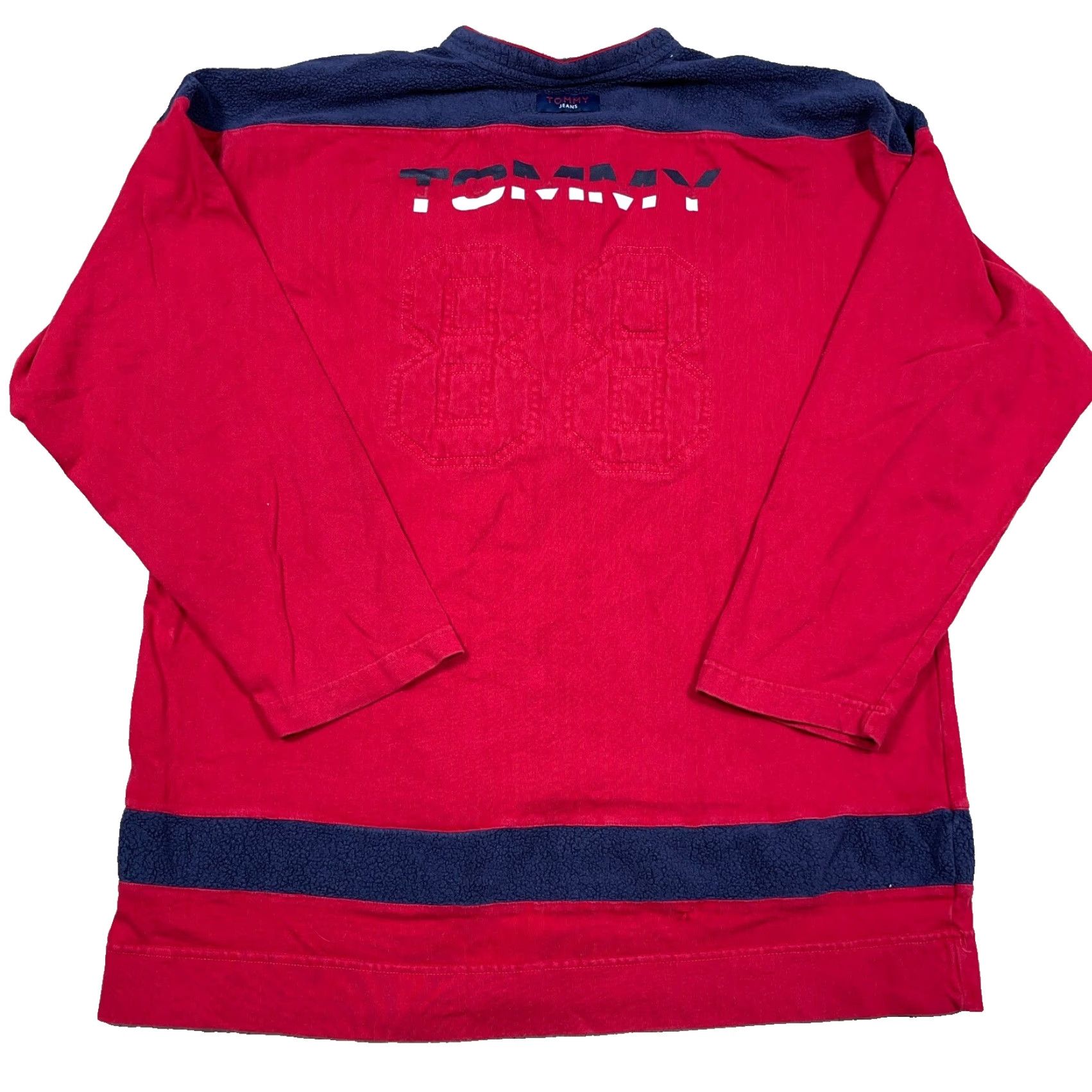 Tommy Hilfiger VINTAGE Tommy Hilfiger Shirt Men Medium Red Long Sleeve V Neck Rugby 90s Heavy Size US M / EU 48-50 / 2 - 2 Thumbnail