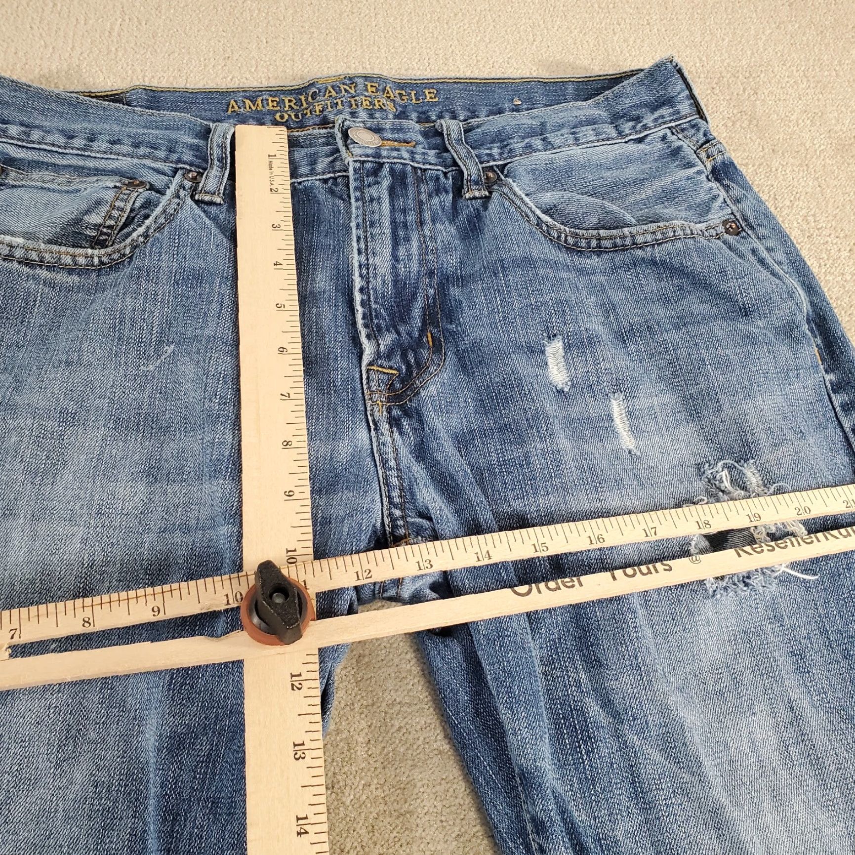 American Eagle Outfitters American Eagle Jeans Mens 32x30 Blue Original Straight Leg Faded Distressed Size US 32 / EU 48 - 5 Thumbnail