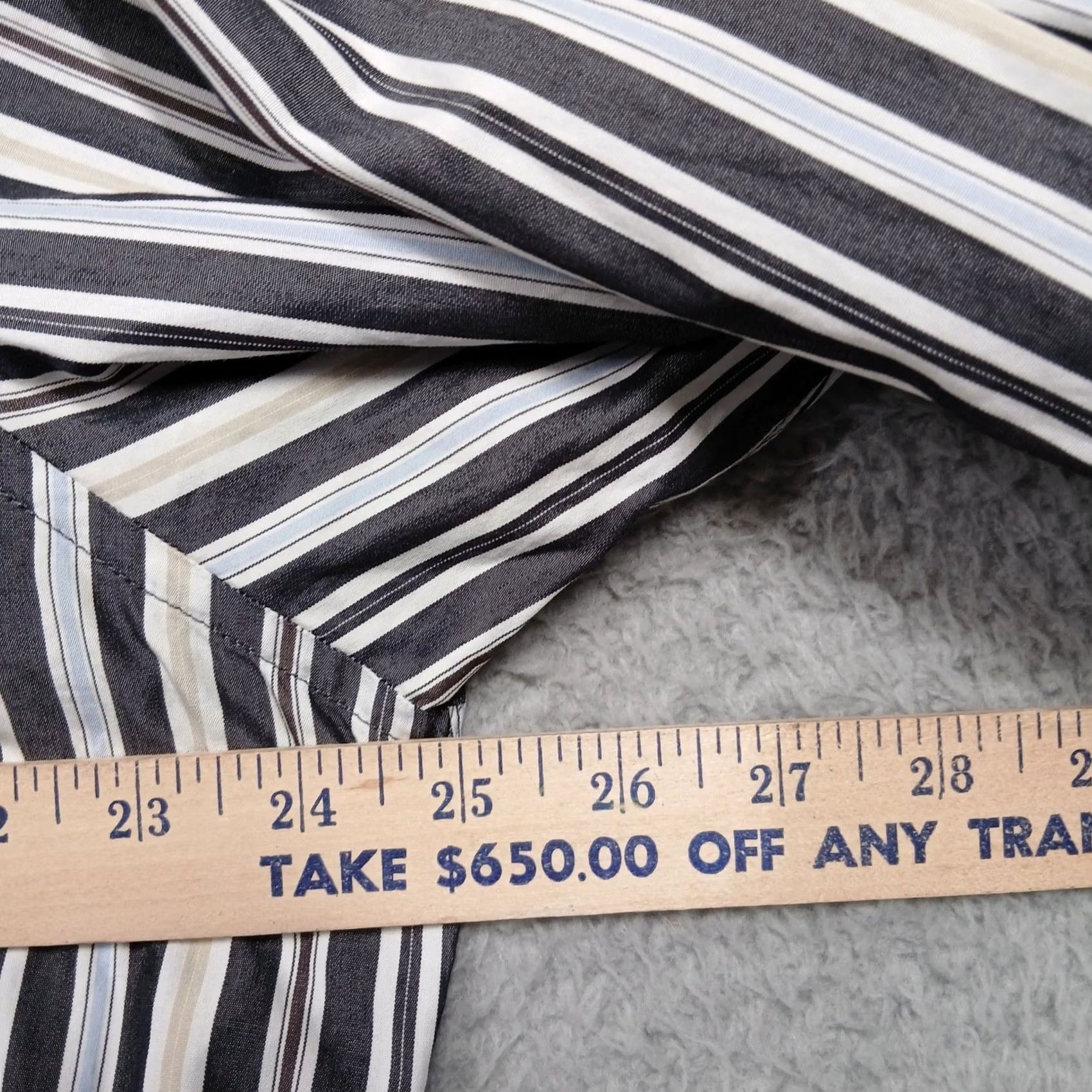 Vintage Elevee Custom Clothing Dress Shirt Mens 17.5 Long Sleeve Striped Button Down Classic Size 48R - 5 Thumbnail
