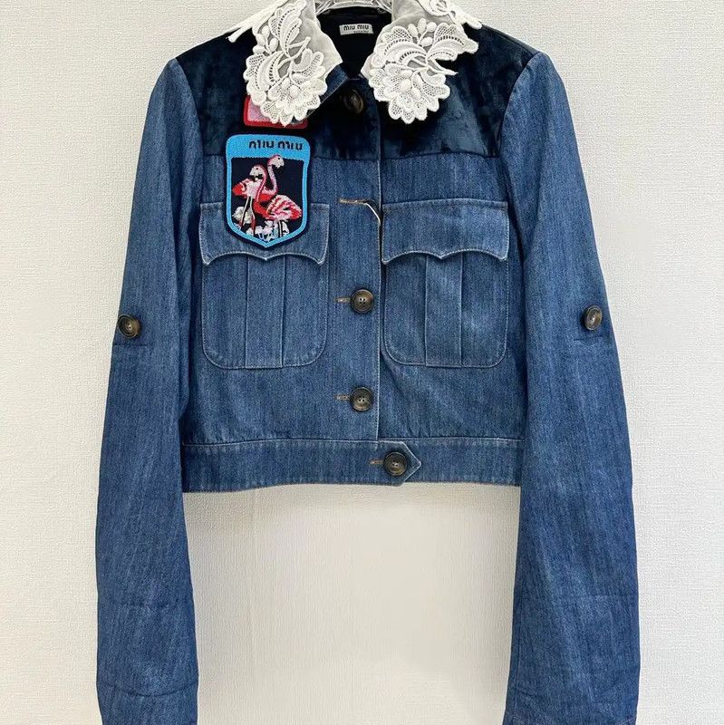 Miu Miu Miu Miu Blue Denim Embroidered Women’s Jacket 0089 Size S / US 4 / IT 40 - 1 Thumbnail