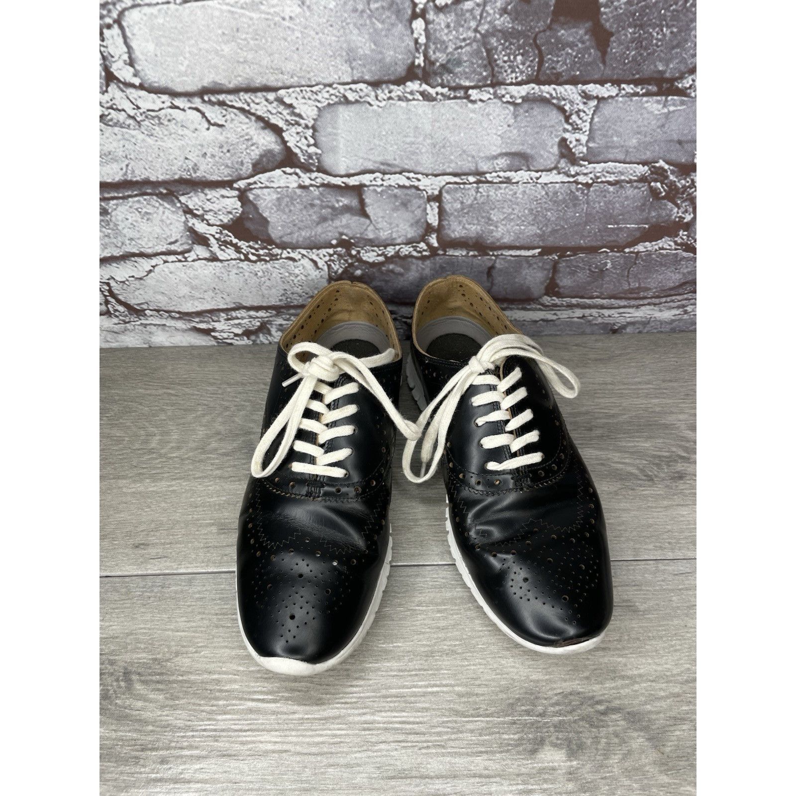Cole Haan Cole Haan Zerogrand Black Leather Lace Up Wing Oxfords Women Size US 7 / IT 37 - 15 Thumbnail